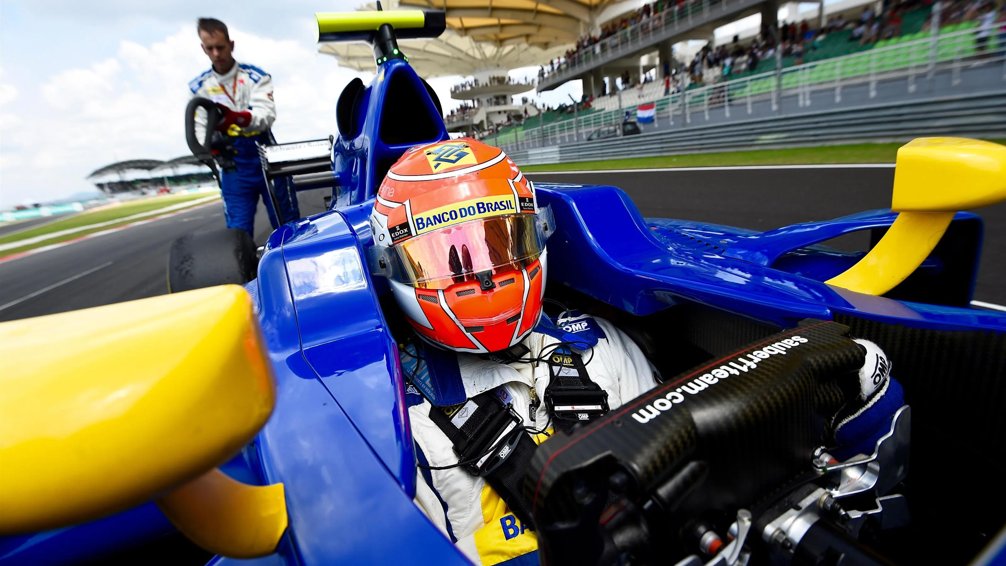 Felipe Nasr (BRA) Sauber C35 on the grid at Formula One World Championship, Rd16, Malaysian Grand