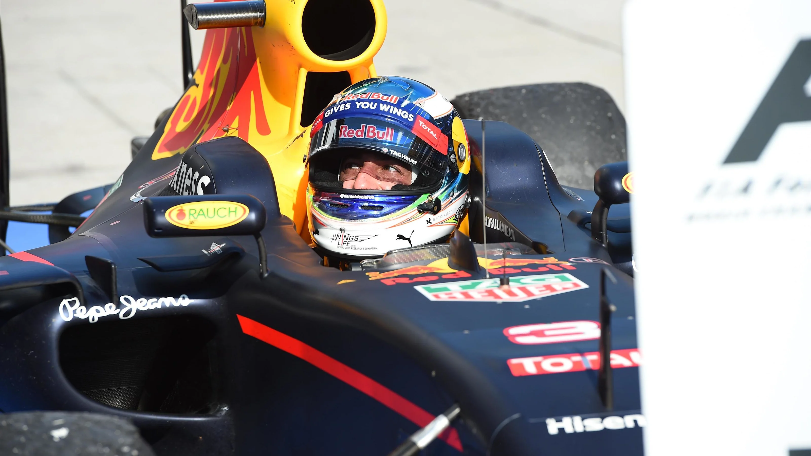 Race winner Daniel Ricciardo (AUS) Red Bull Racing RB12 Celebrates in Parc ferme at Formula One