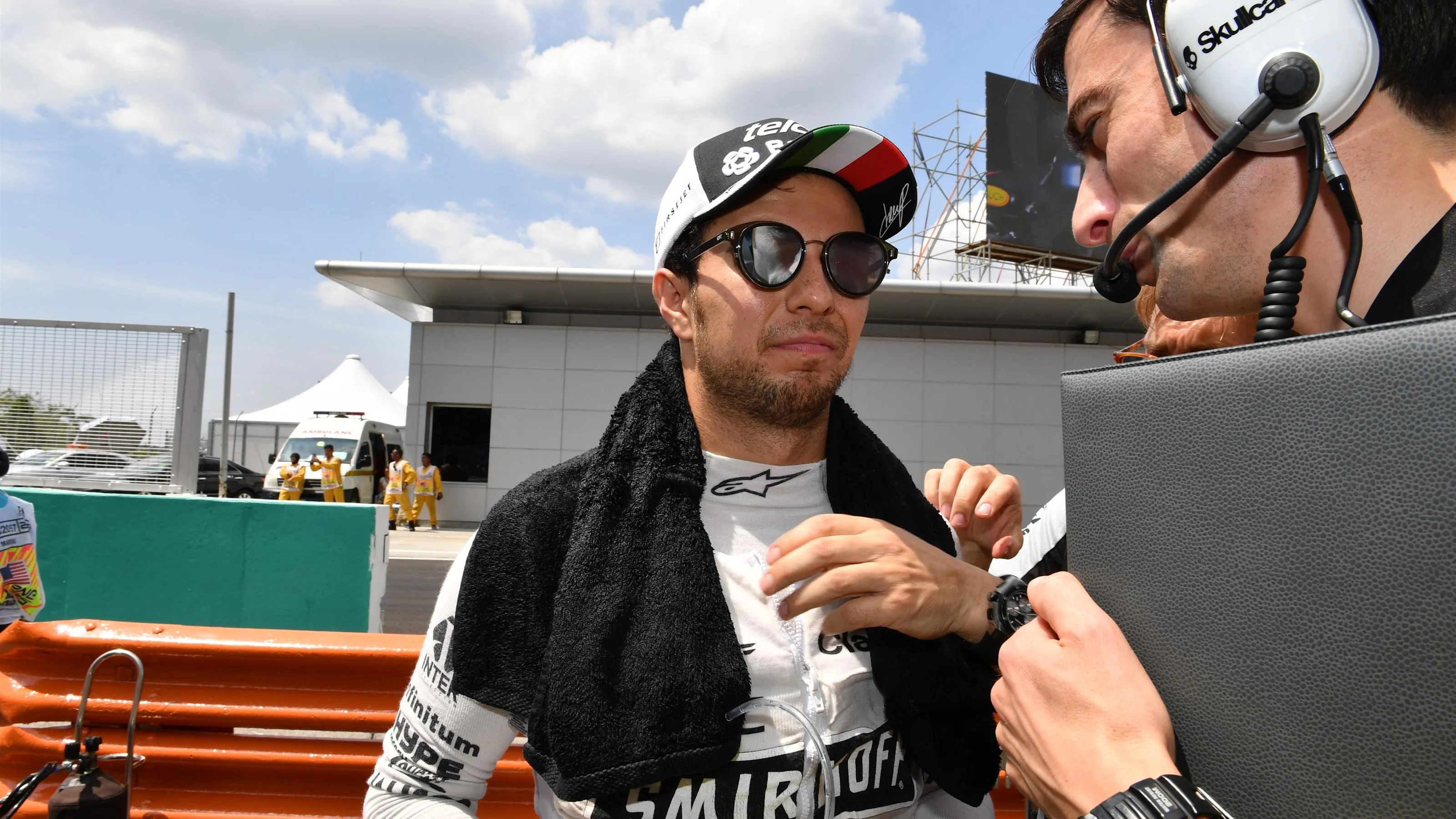 Sergio Perez (MEX) Force India on the grid at Formula One World Championship, Rd16, Malaysian Grand