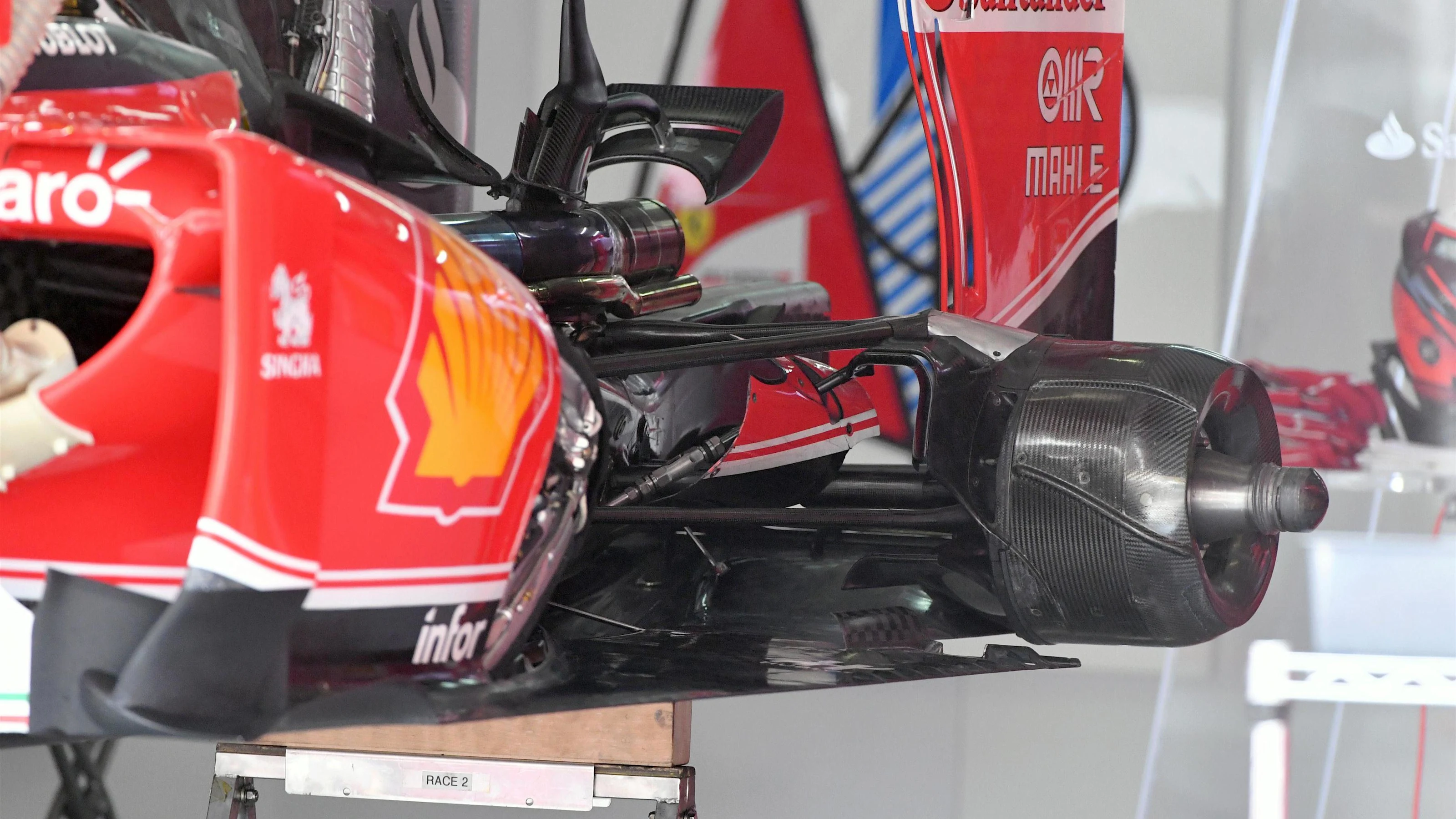Ferrari SF16-H rear suspension at Formula One World Championship, Rd16, Malaysian Grand Prix,