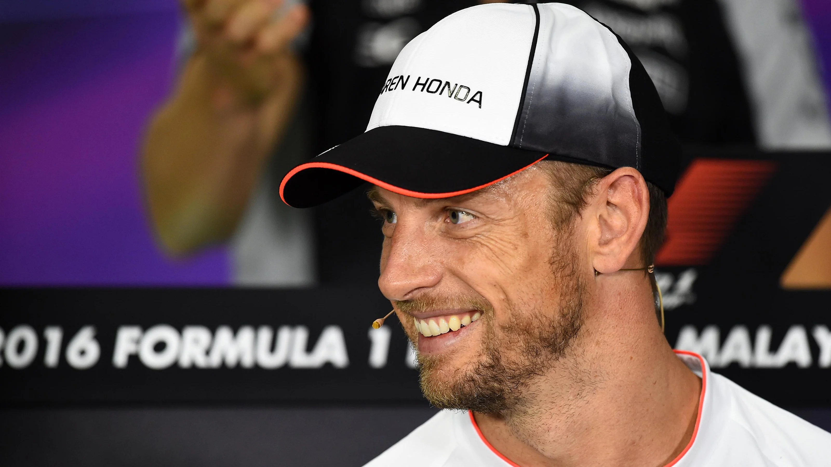 Jenson Button (GBR) McLaren in the Press Conference at Formula One World Championship, Rd16,