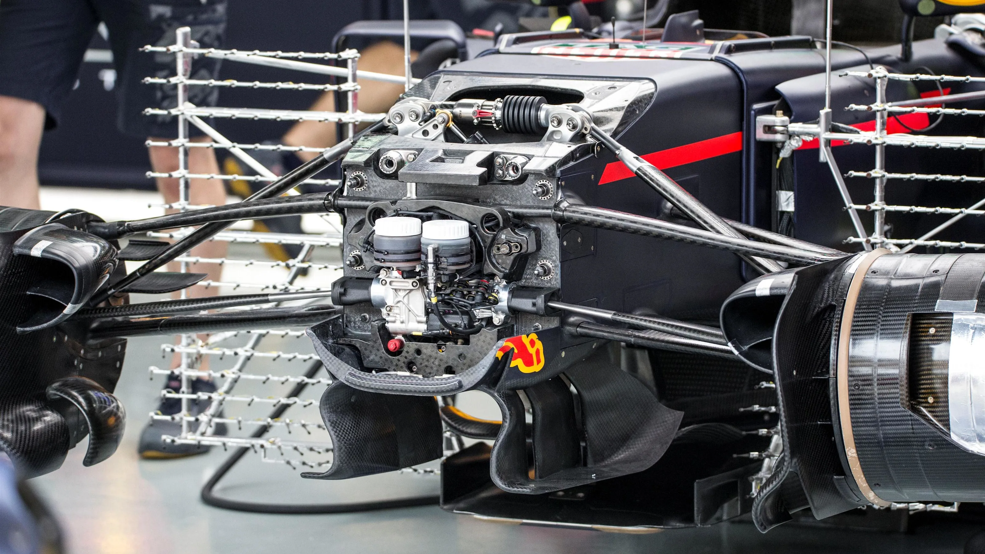 Red Bull Racing RB12 front suspension and chassis detail at Formula One World Championship, Rd16,