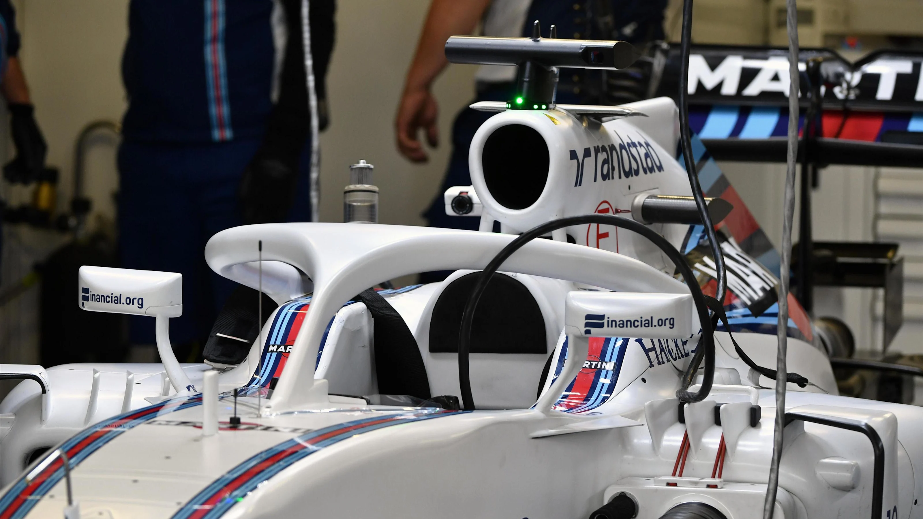 Williams FW38 with halo at Formula One World Championship, Rd19, Mexican Grand Prix, Practice,