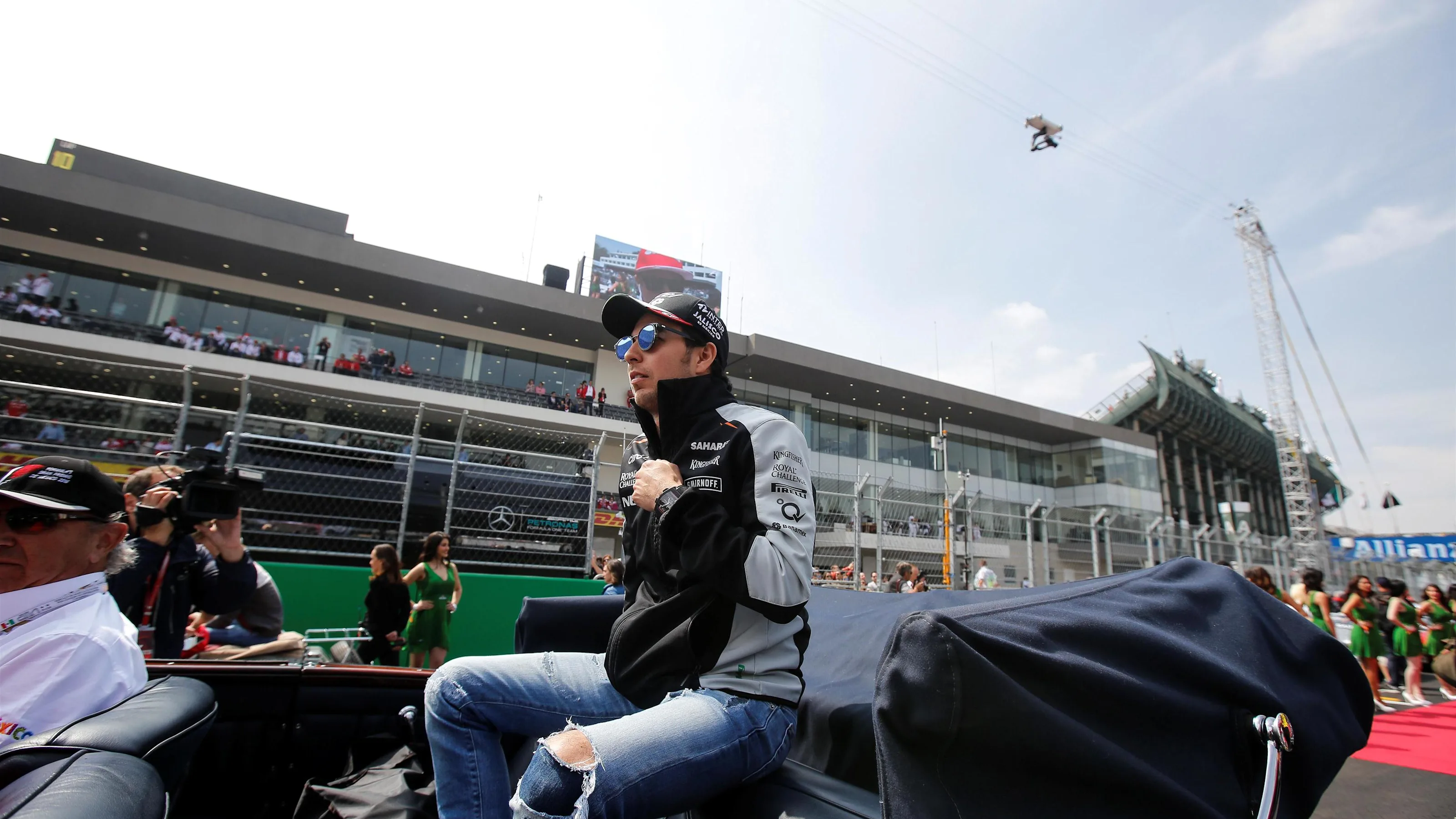 Sergio Perez (MEX) Force India on the drivers parade at Formula One World Championship, Rd19,