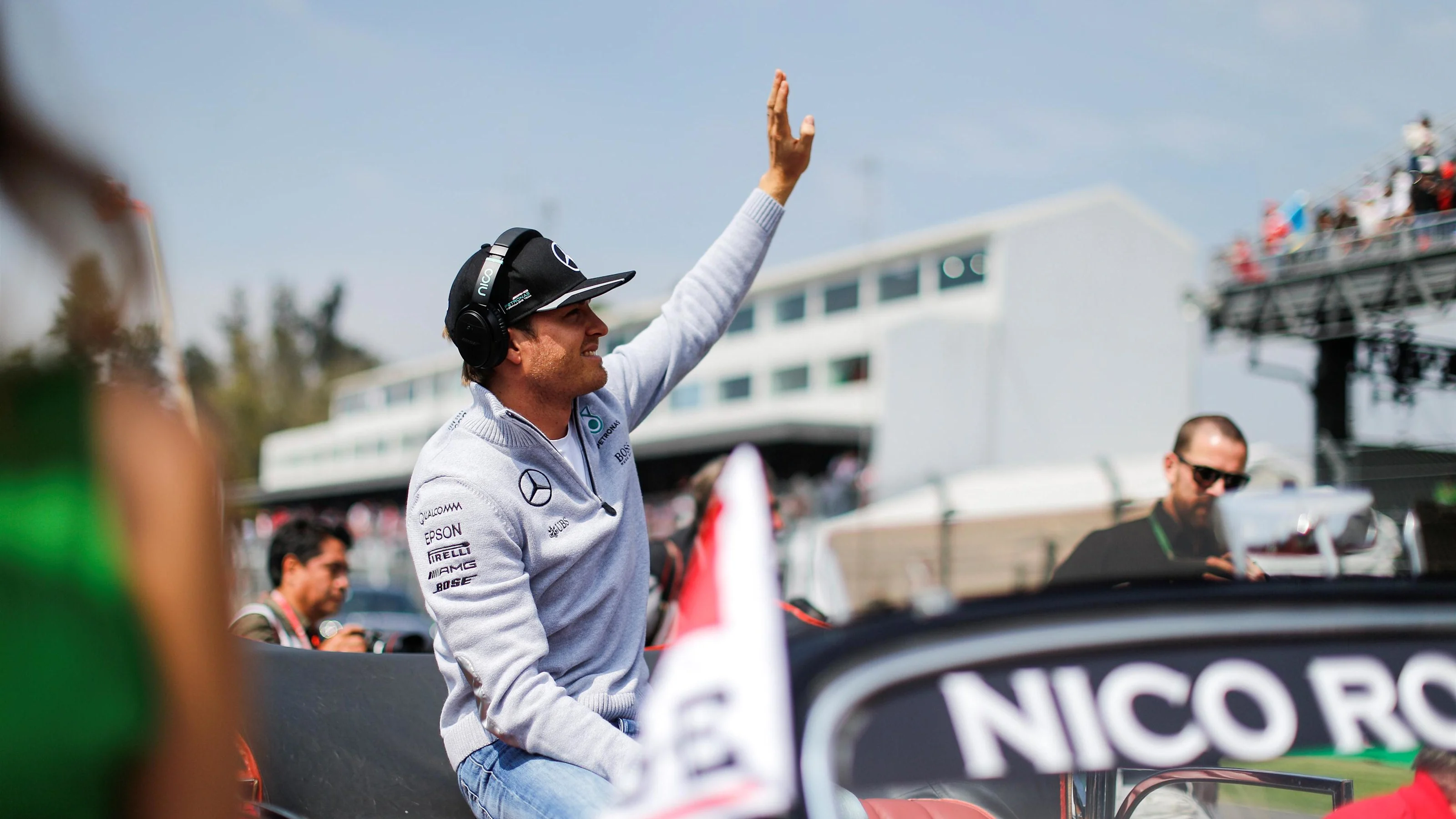 Nico Rosberg (GER) Mercedes AMG F1 on the drivers parade at Formula One World Championship, Rd19,
