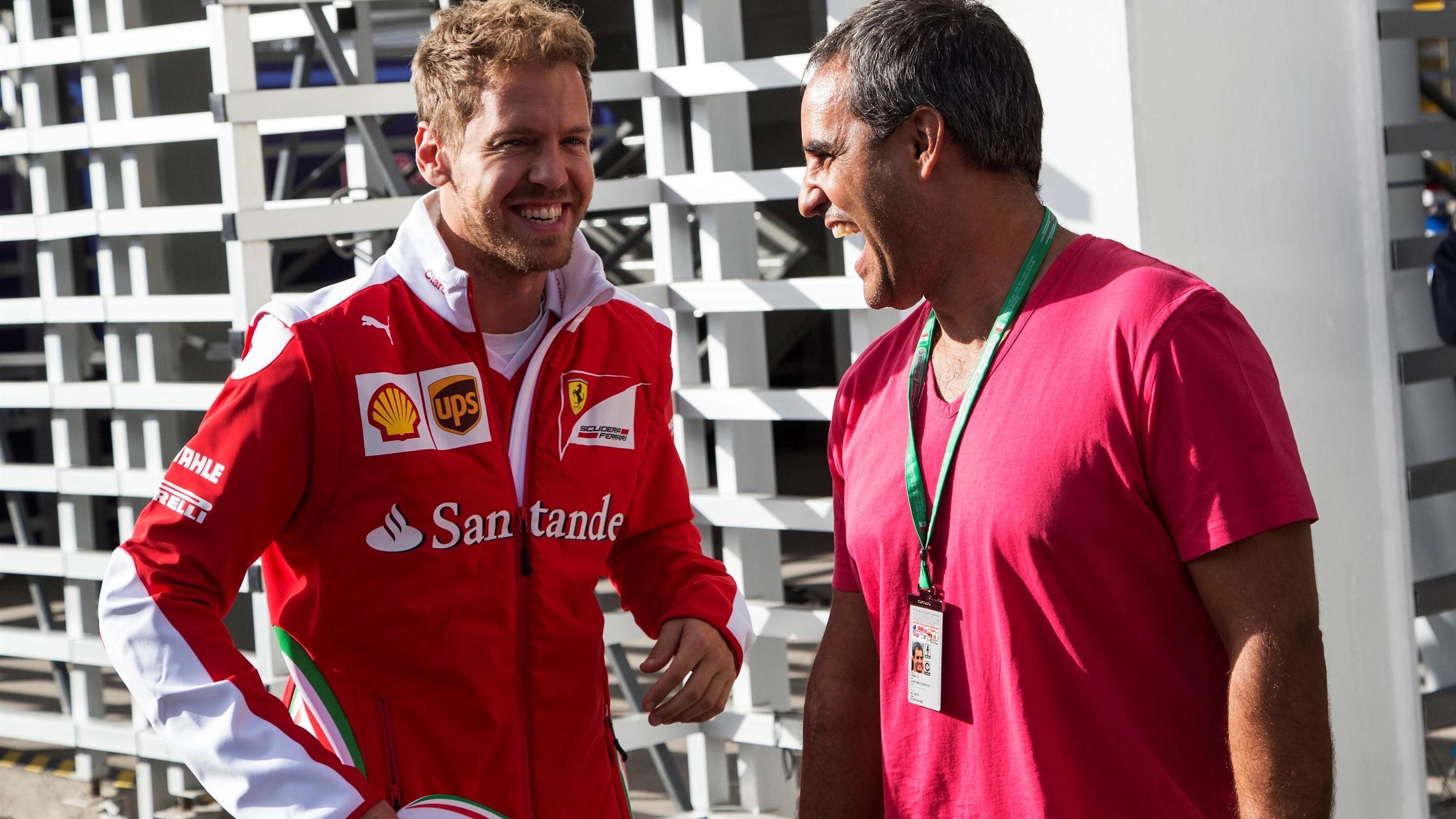 Sebastian Vettel (GER) Ferrari and Juan Pablo Montoya (COL) at Formula One World Championship,