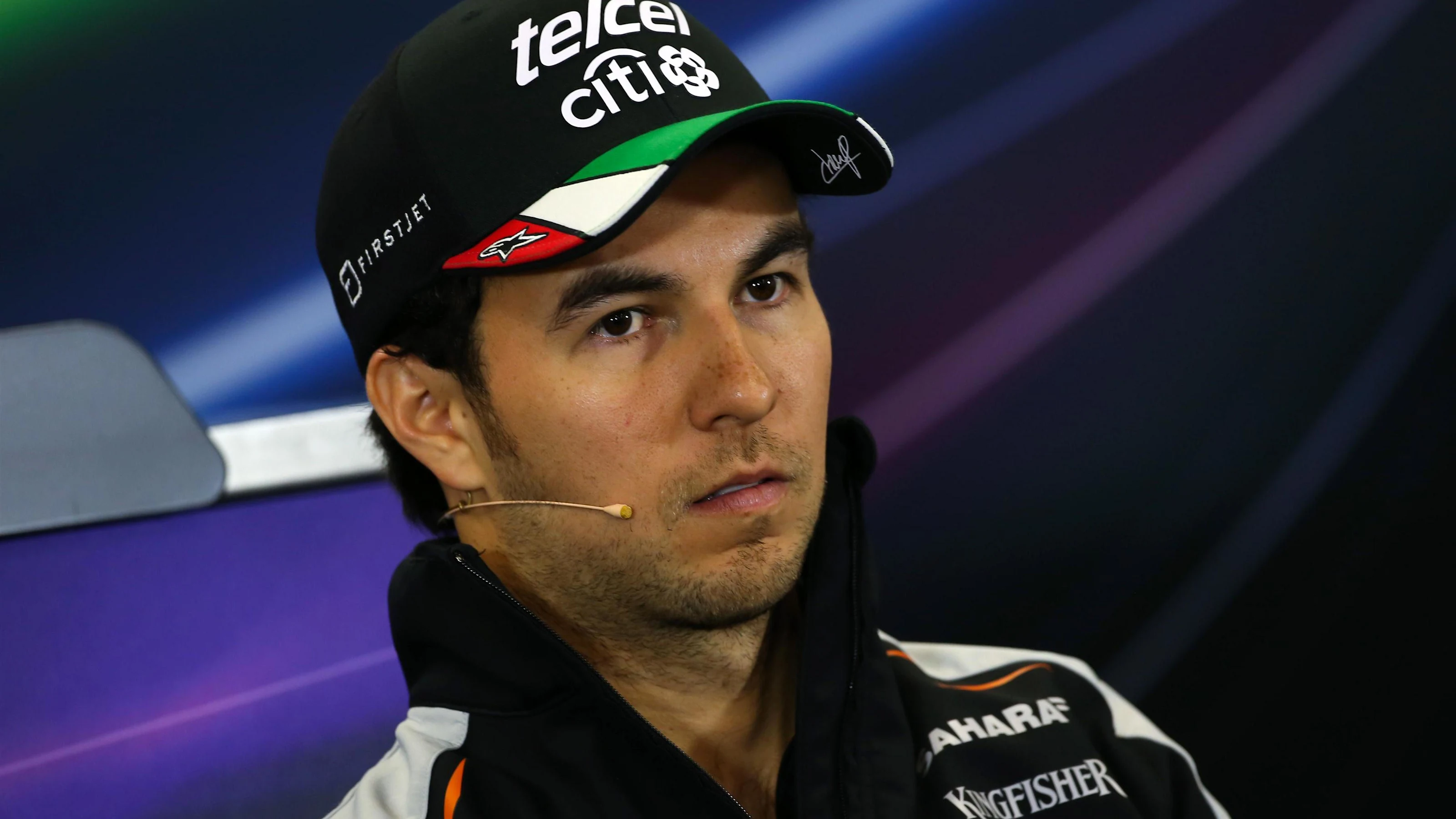 Sergio Perez (MEX) Force India in the Press Conference at Formula One World Championship, Rd19,