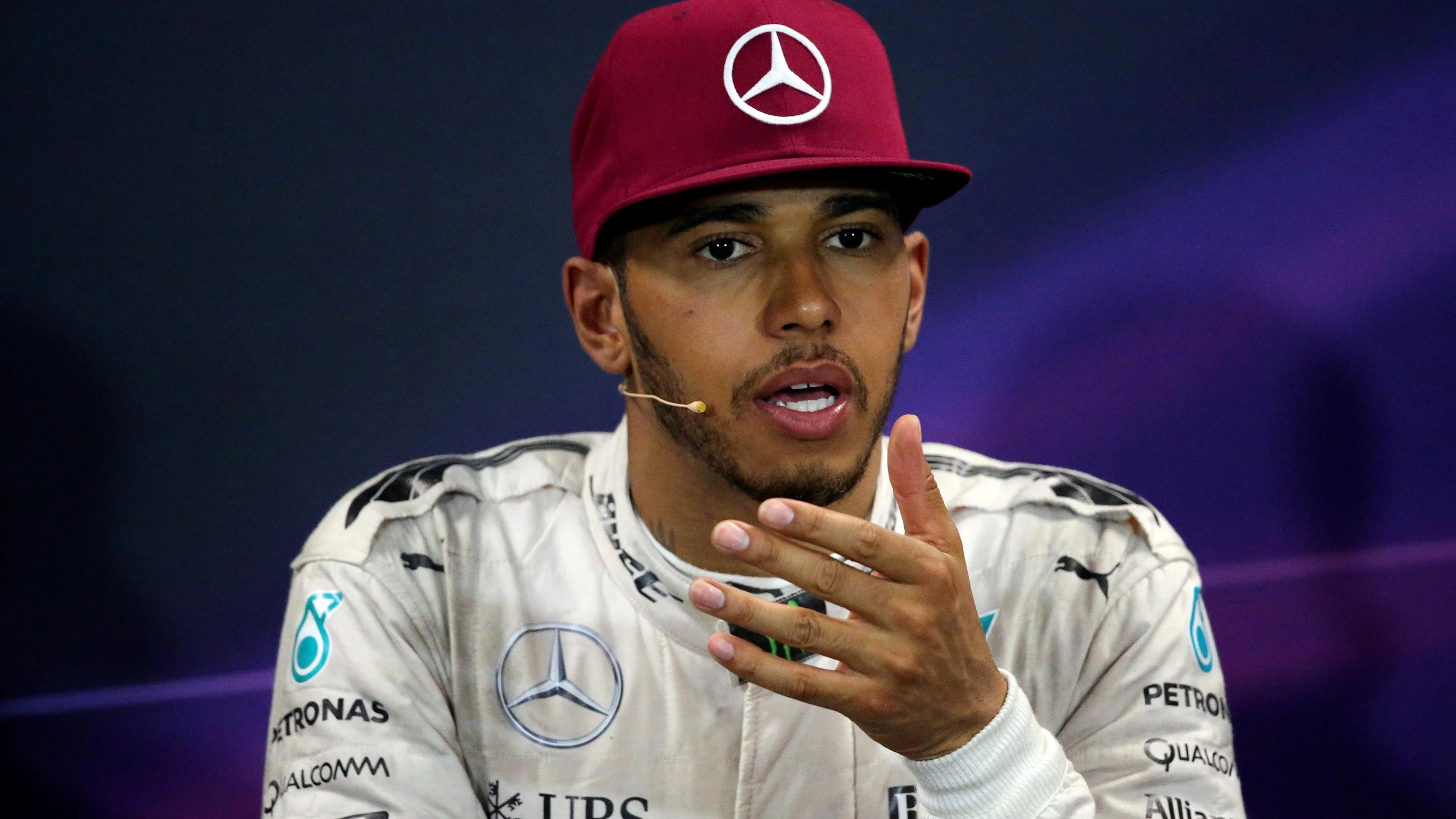 Lewis Hamilton (GBR) Mercedes AMG F1 in the Press Conference at Formula One World Championship,