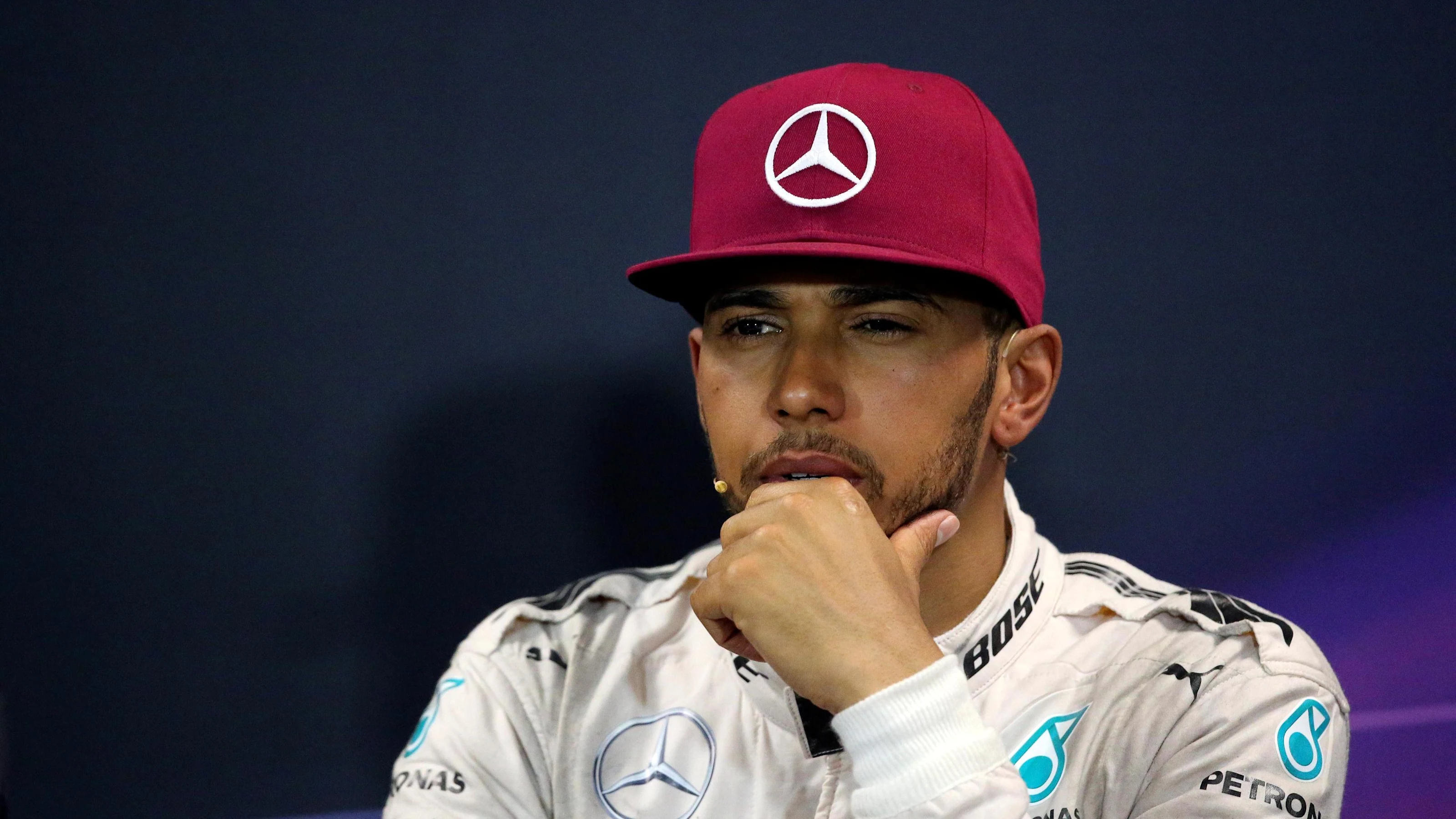 Lewis Hamilton (GBR) Mercedes AMG F1 in the Press Conference at Formula One World Championship,