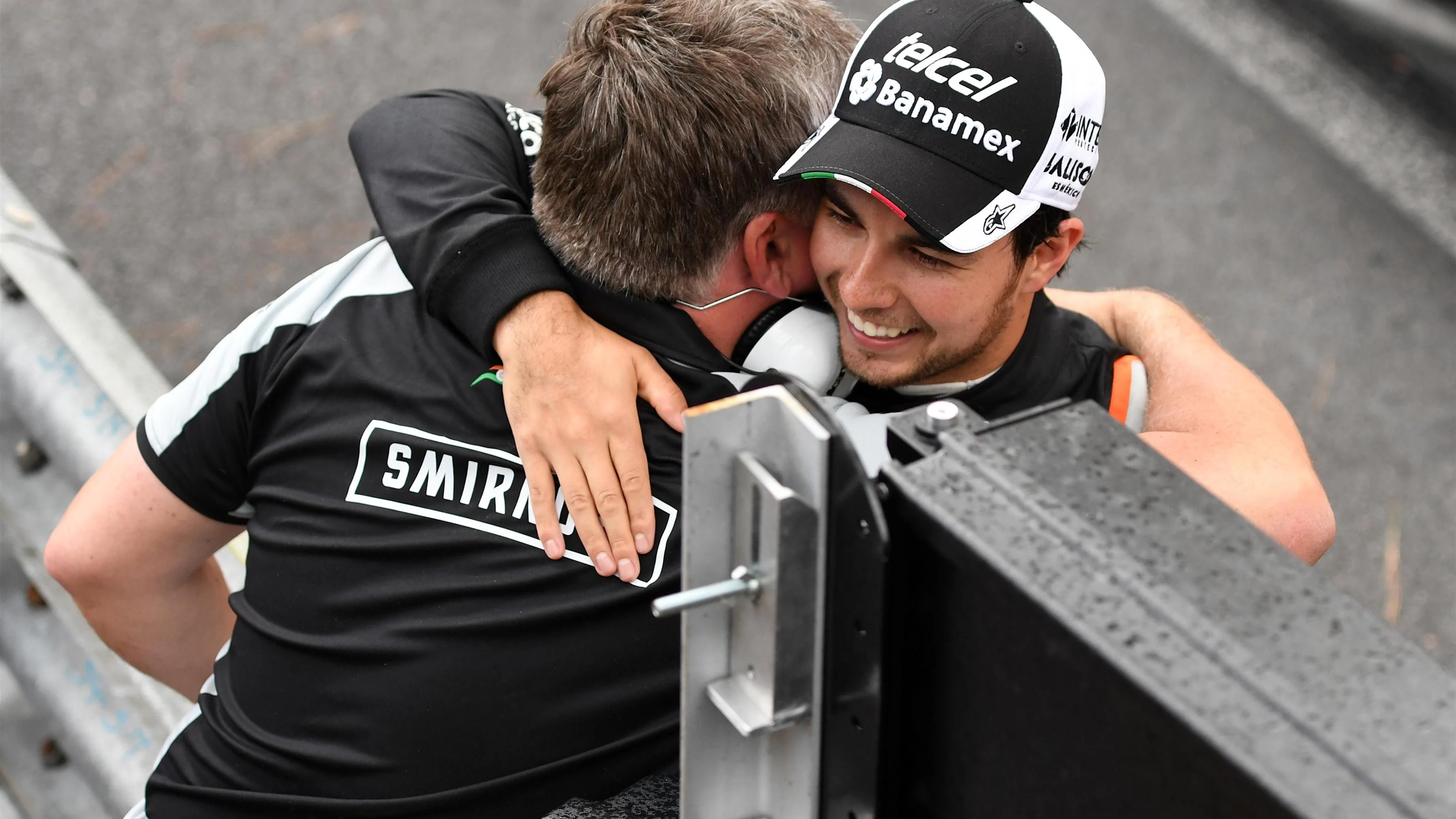 Third placed Sergio Perez (MEX) Force India celebrates at Formula One World Championship, Rd6,