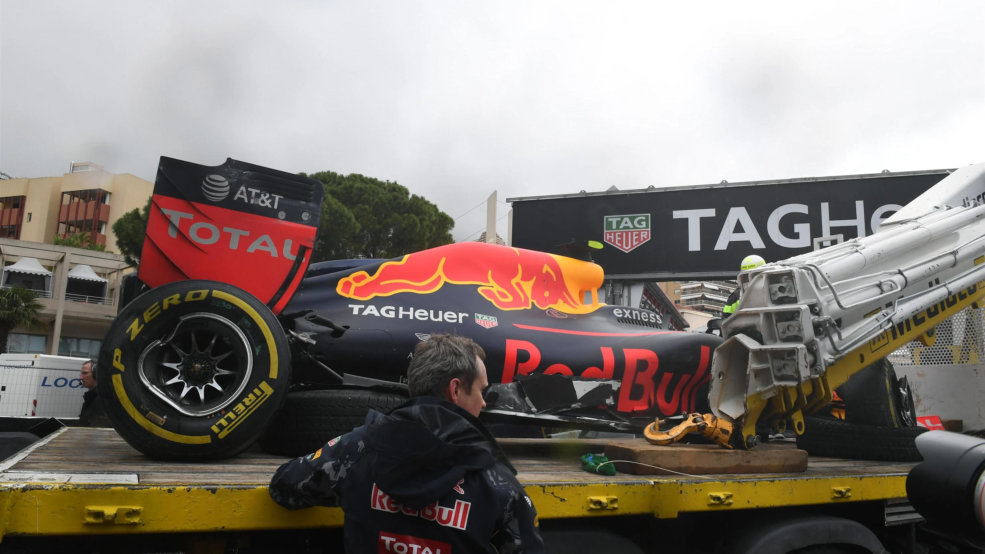 The crashed car of Max Verstappen (NED) Red Bull Racing RB12 at Formula One World Championship,