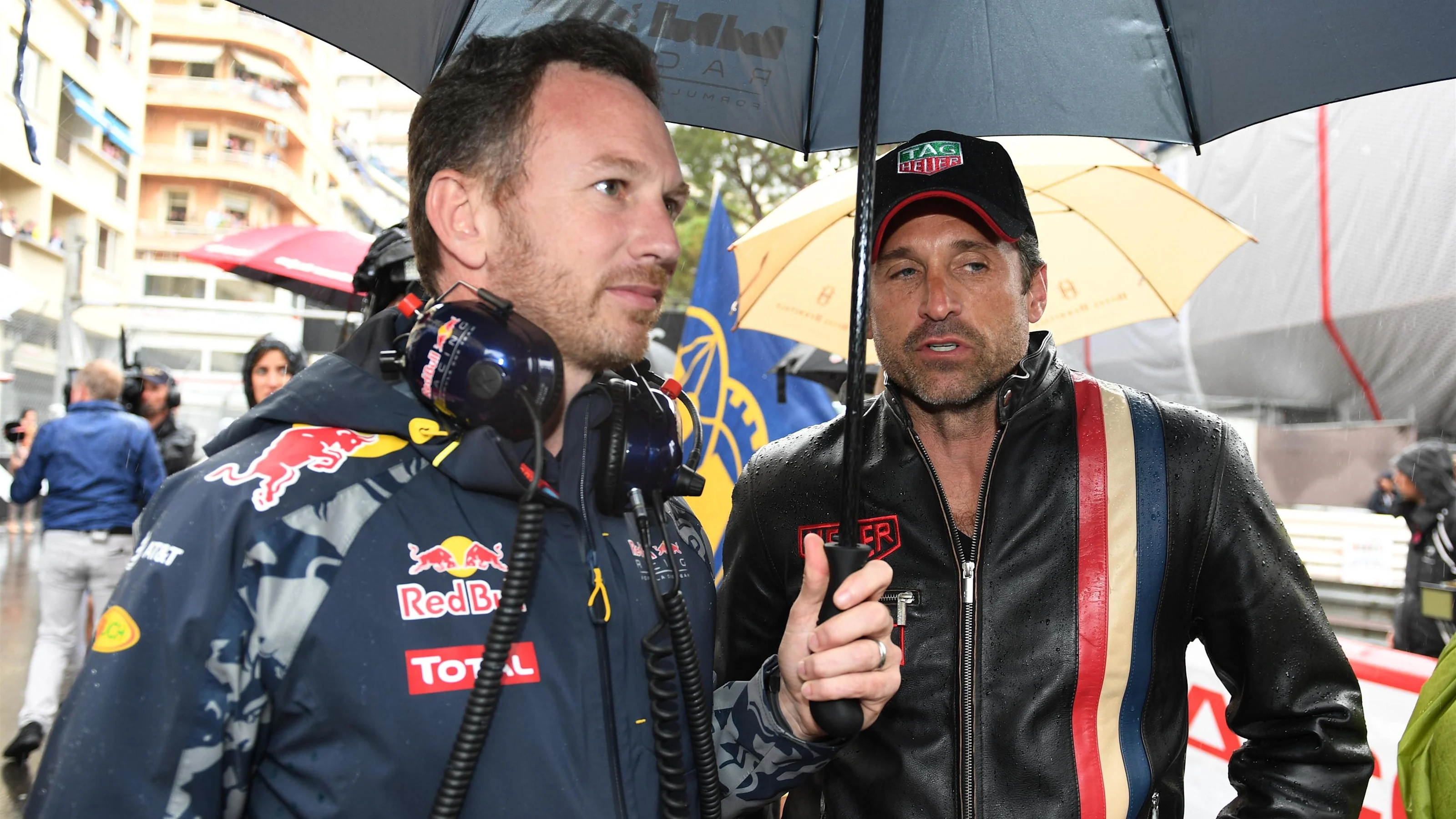 Christian Horner (GBR) Red Bull Racing Team Principal and Patrick Dempsey (USA) on the grid at