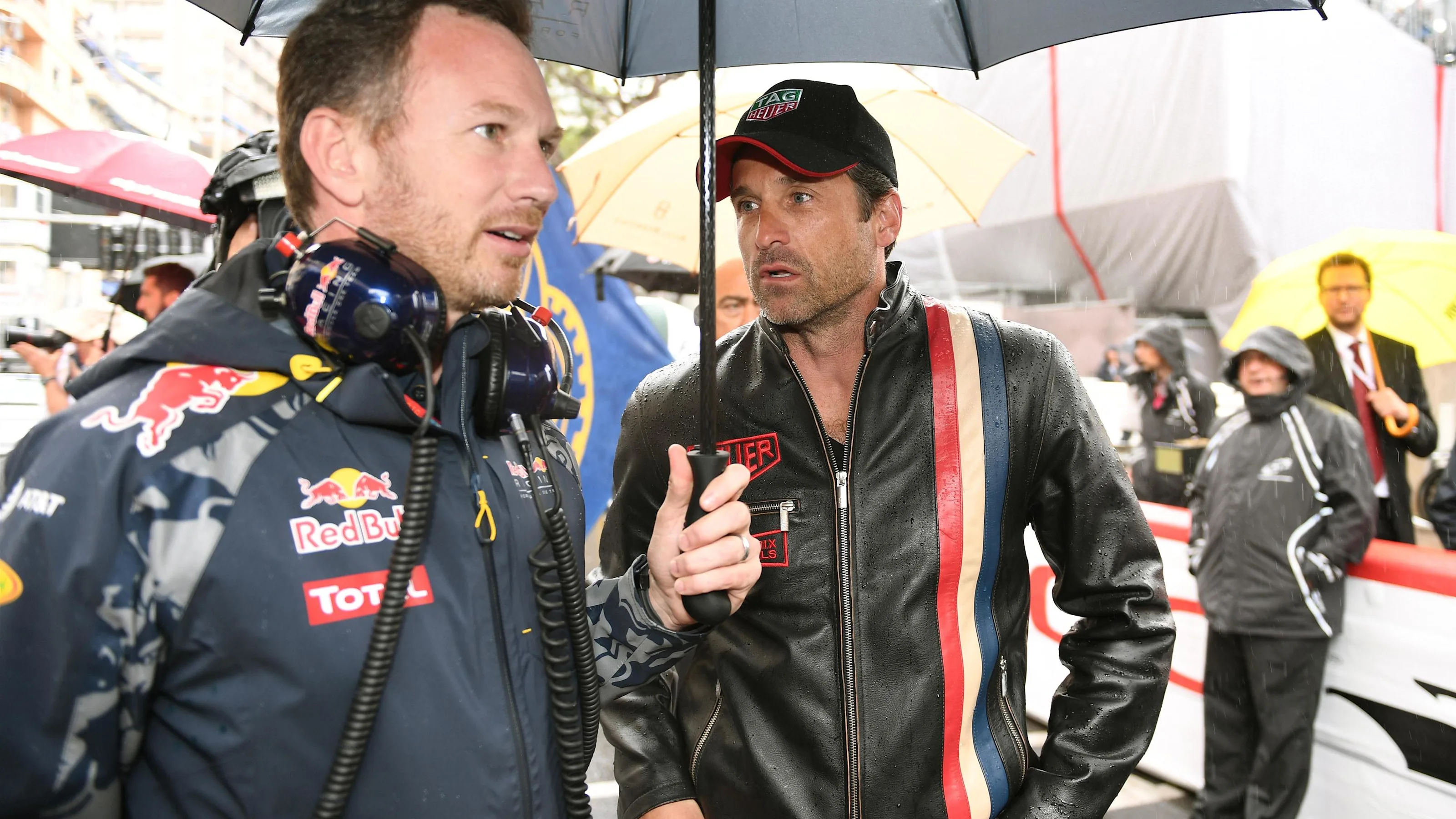 Christian Horner (GBR) Red Bull Racing Team Principal and Patrick Dempsey (USA) on the grid at