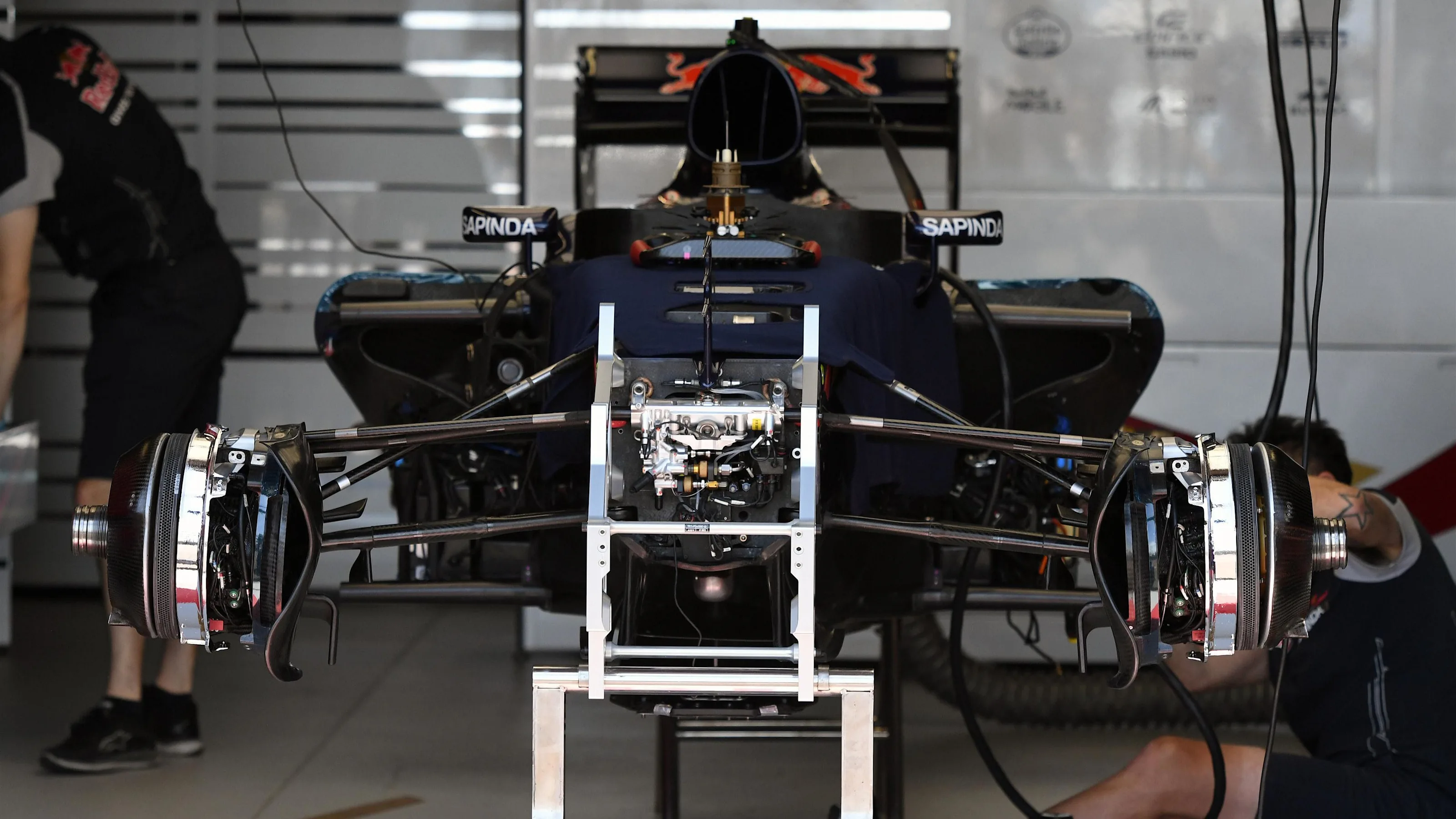 Red Bull Racing RB12 in the garage at Formula One World Championship, Rd6, Monaco Grand Prix,