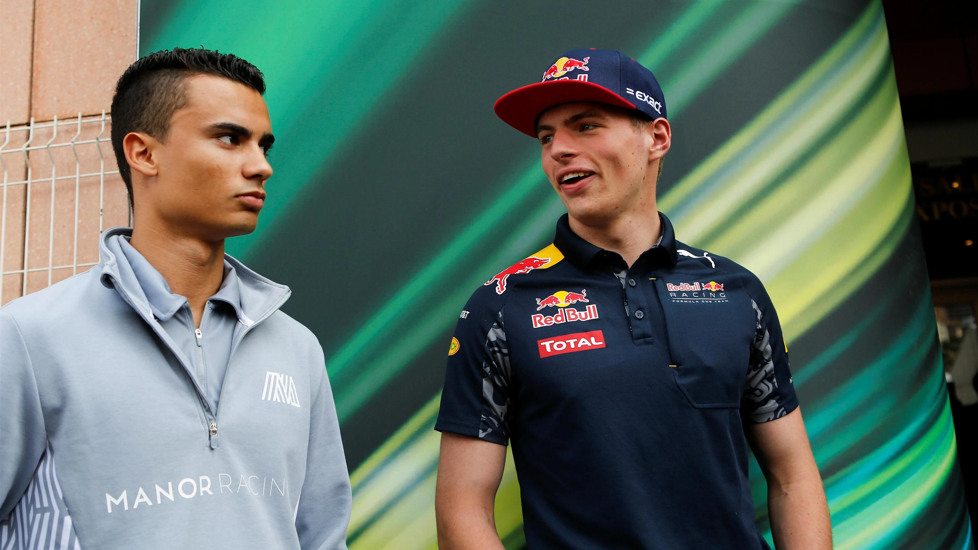 Pascal Wehrlein (GER) Manor Racing and Max Verstappen (NED) Red Bull Racing at Formula One World