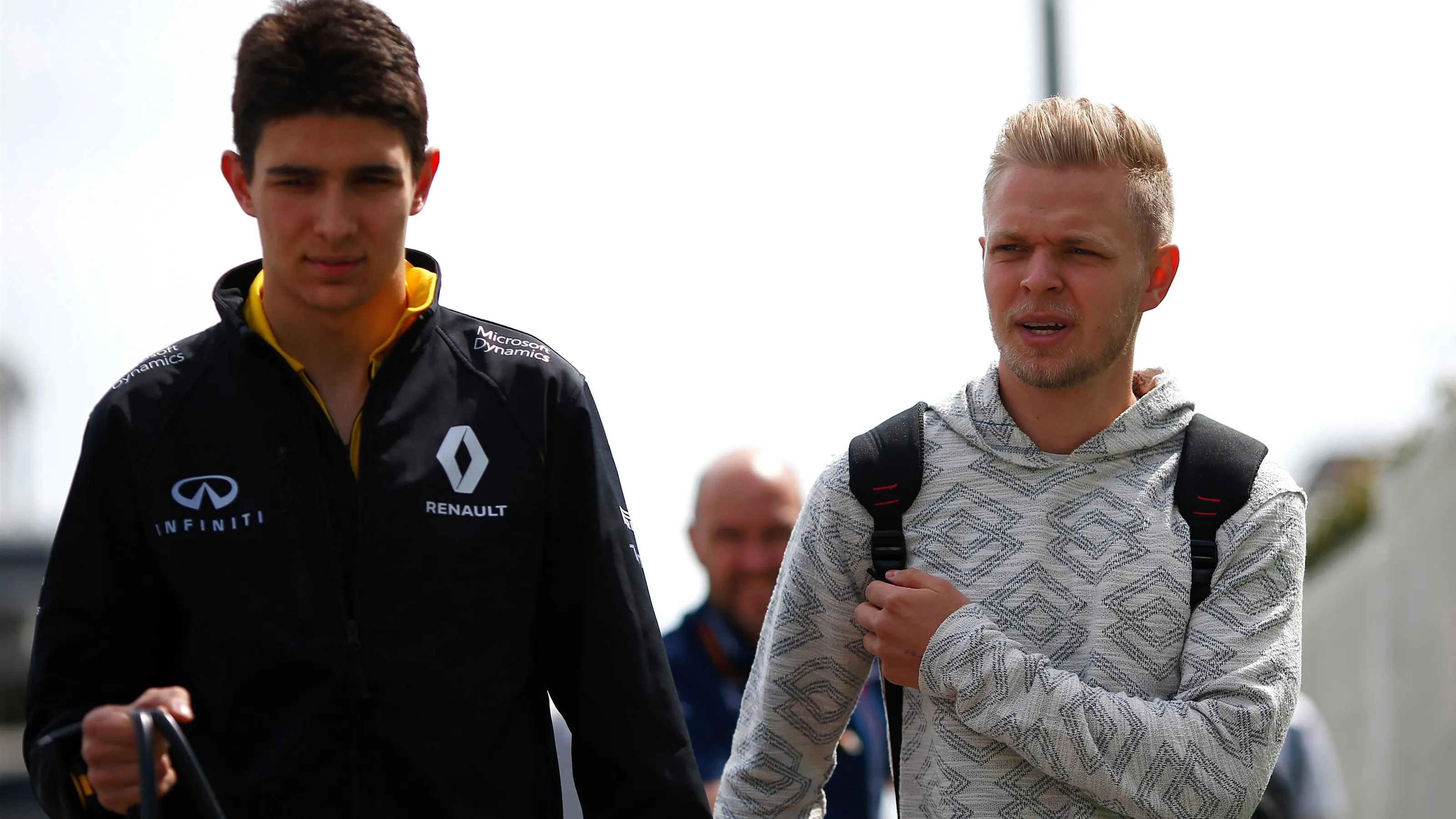 Esteban Ocon (FRA) Renault Sport F1 Team and Kevin Magnussen (DEN) Renault Sport F1 Team at Formula