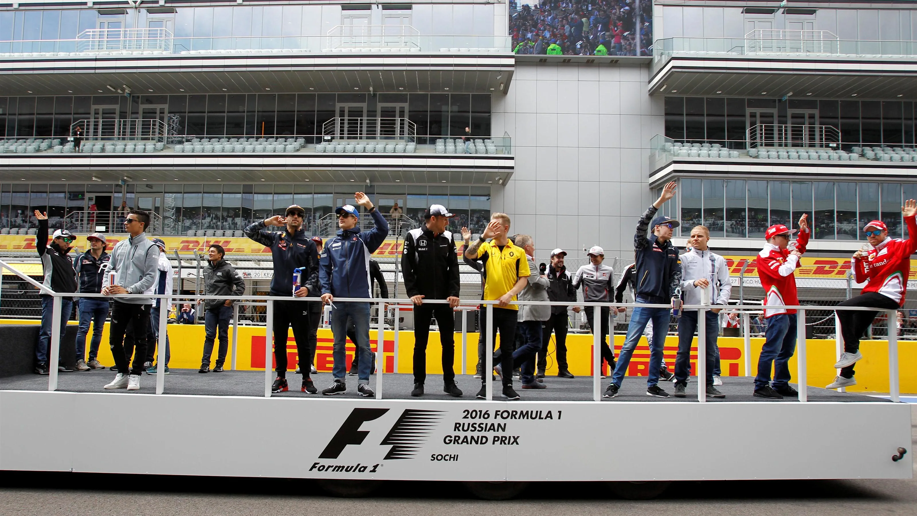 Drivers parade at Formula One World Championship, Rd4, Russian Grand Prix, Race, Sochi Autodrom,