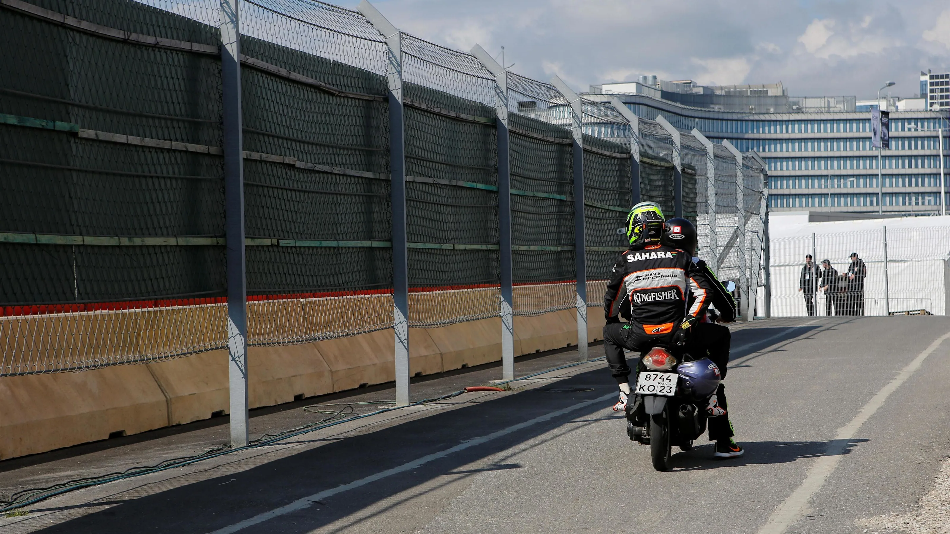 Race retiree Nico Hulkenberg (GER) Force India F1 on a scooter at Formula One World Championship,