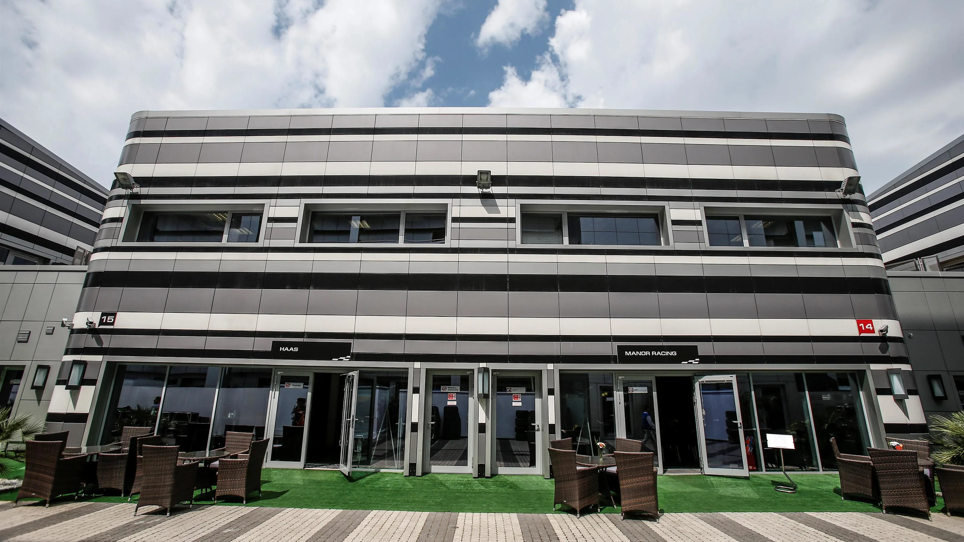 Team buildings at Formula One World Championship, Rd4, Russian Grand Prix, Race, Sochi Autodrom,