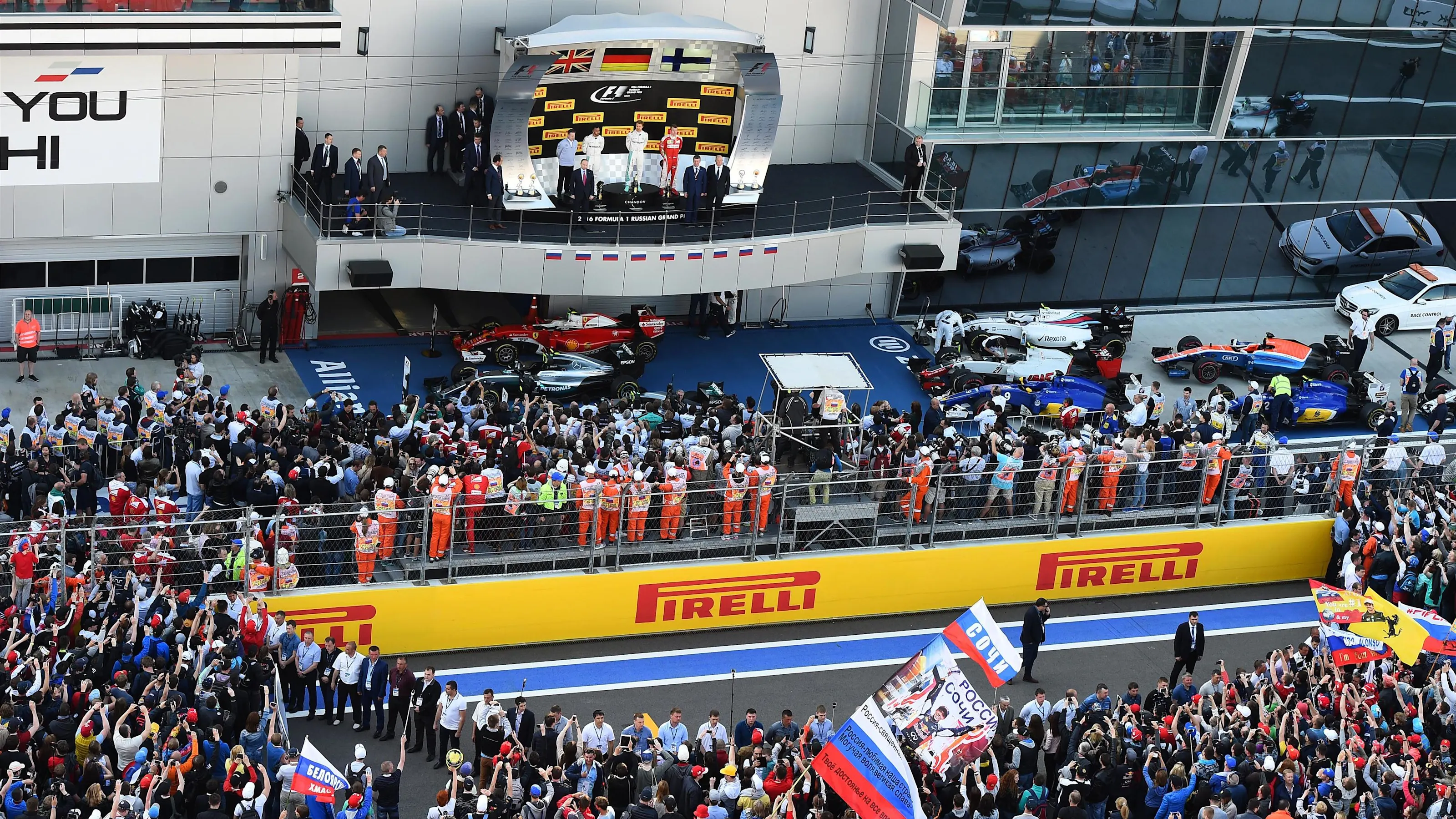 Podium celebrations at Formula One World Championship, Rd4, Russian Grand Prix, Race, Sochi
