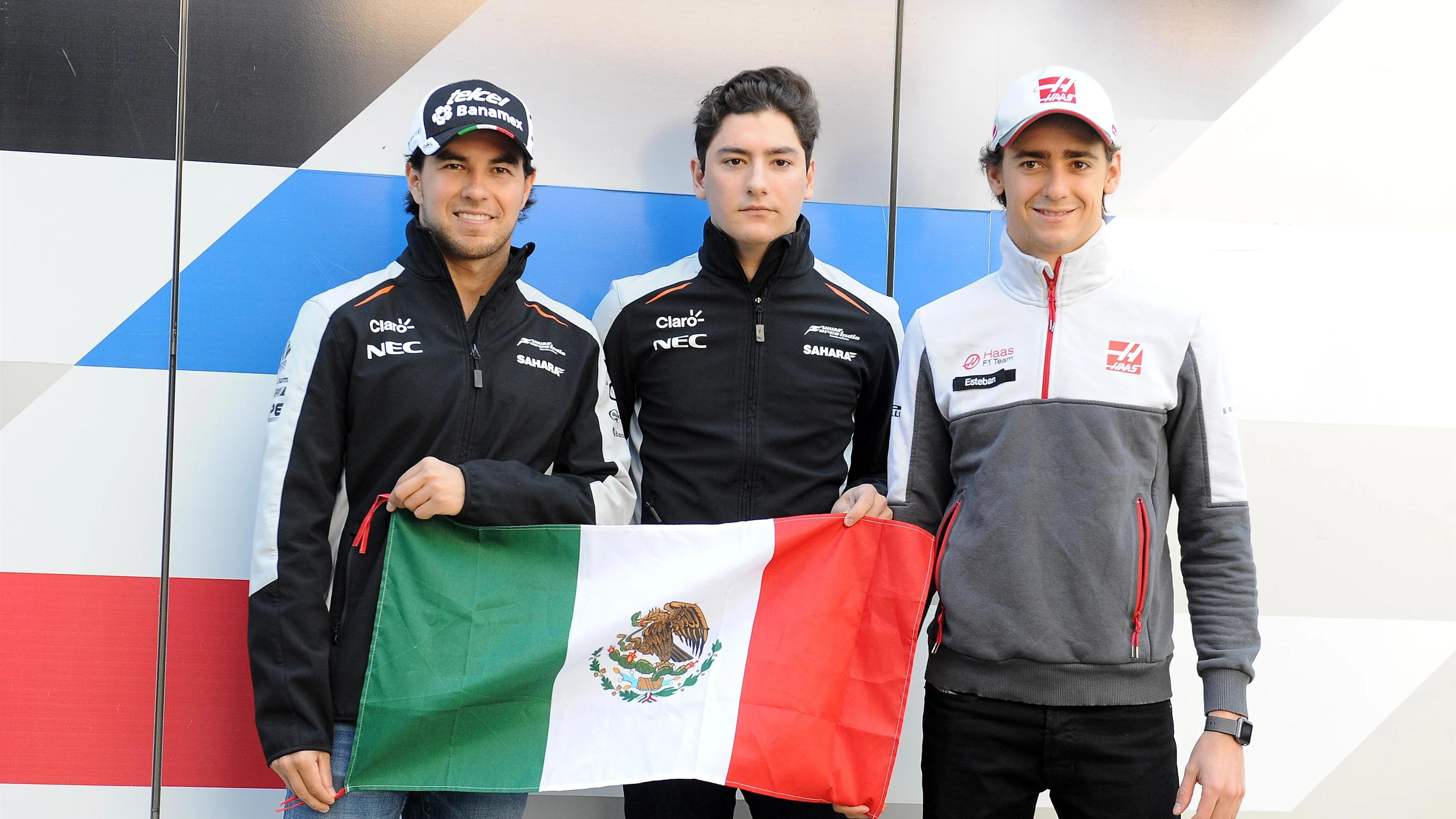 Sergio Perez (MEX) Force India, Alfonso Celis jr (MEX) Force India Test Driver and Esteban