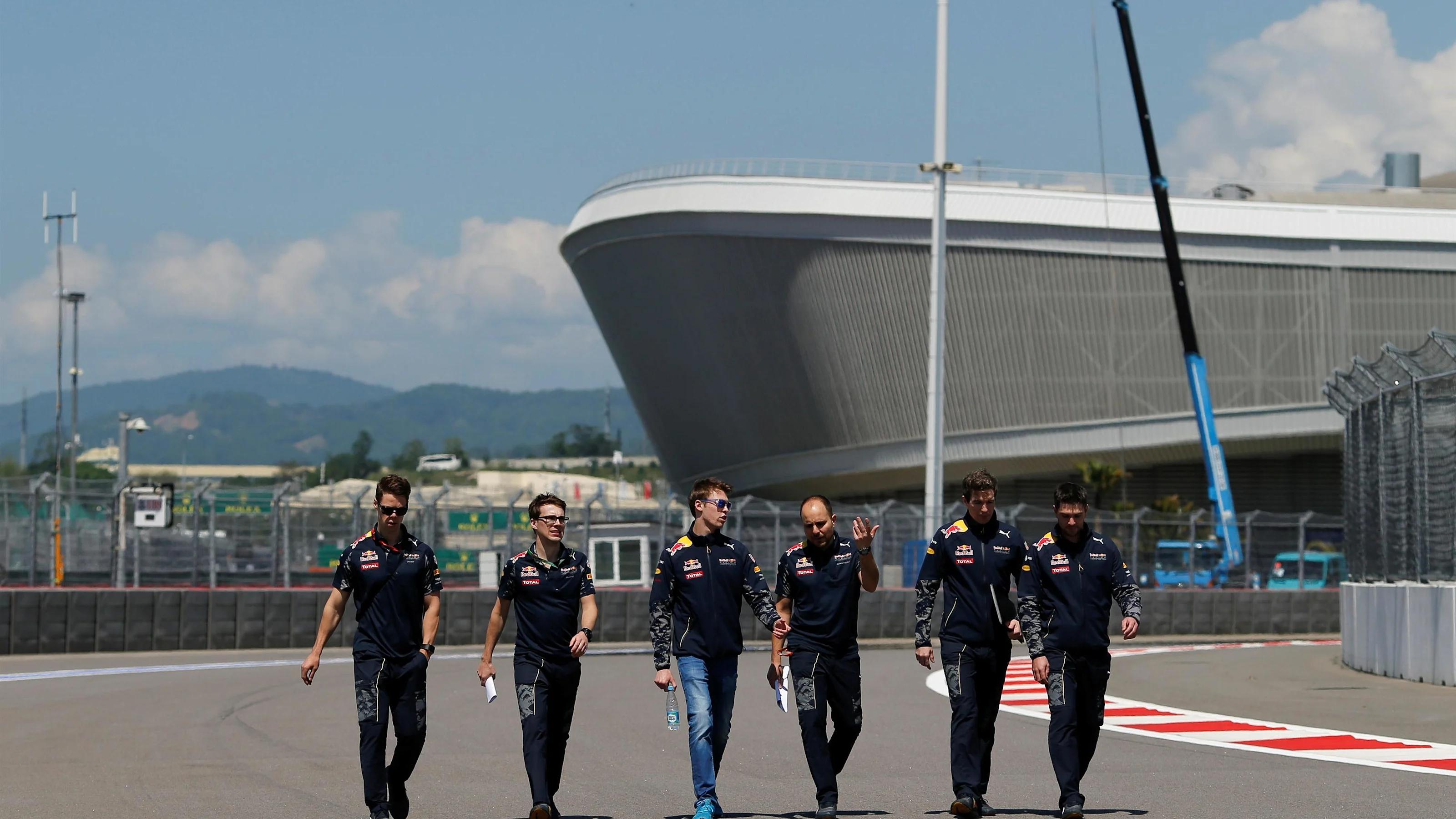 Daniil Kyvat (RUS) Red Bull Racing walks the track at Formula One World Championship, Rd4, Russian