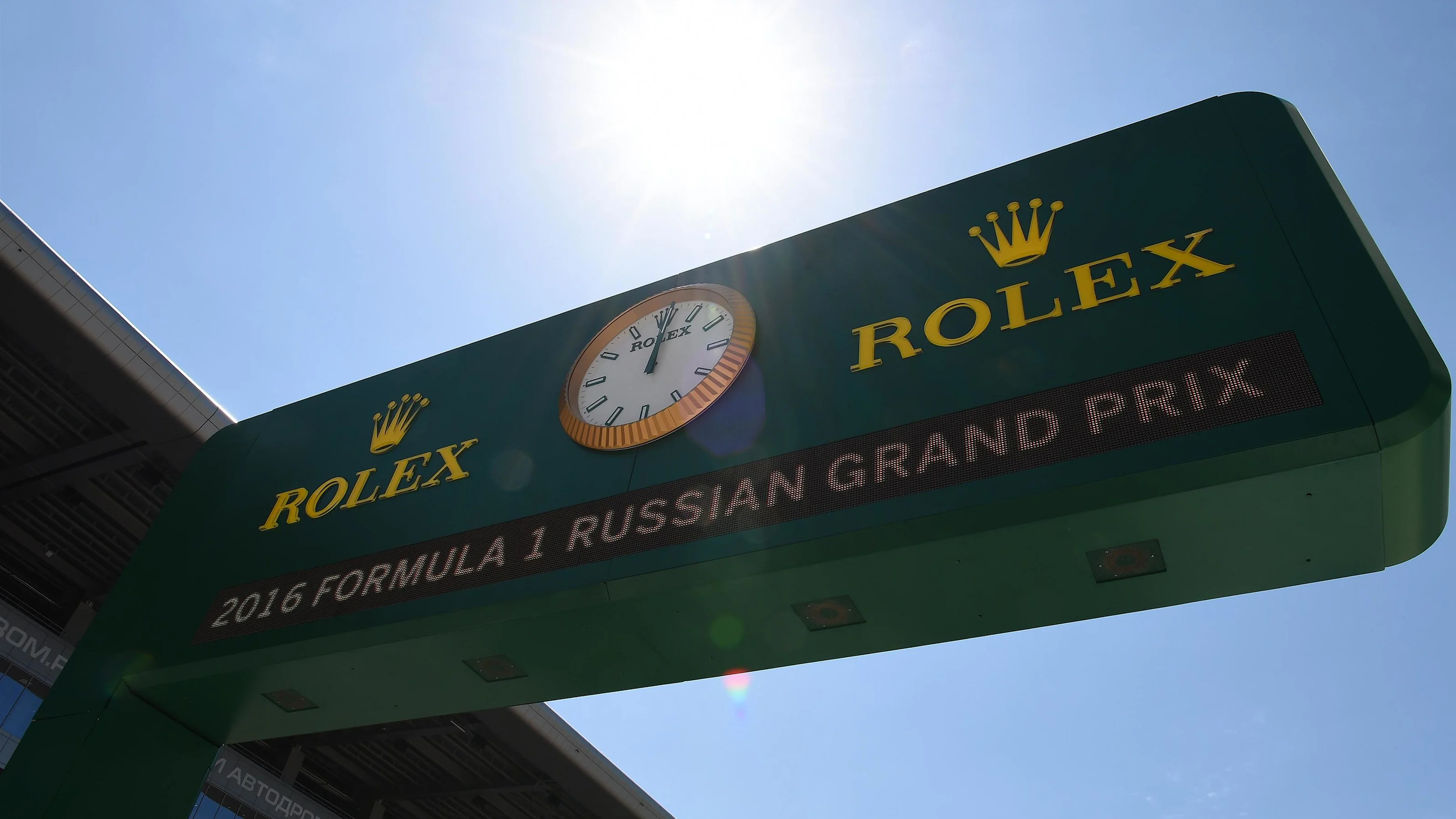 Rolex signage and clock at Formula One World Championship, Rd4, Russian Grand Prix, Preparations,
