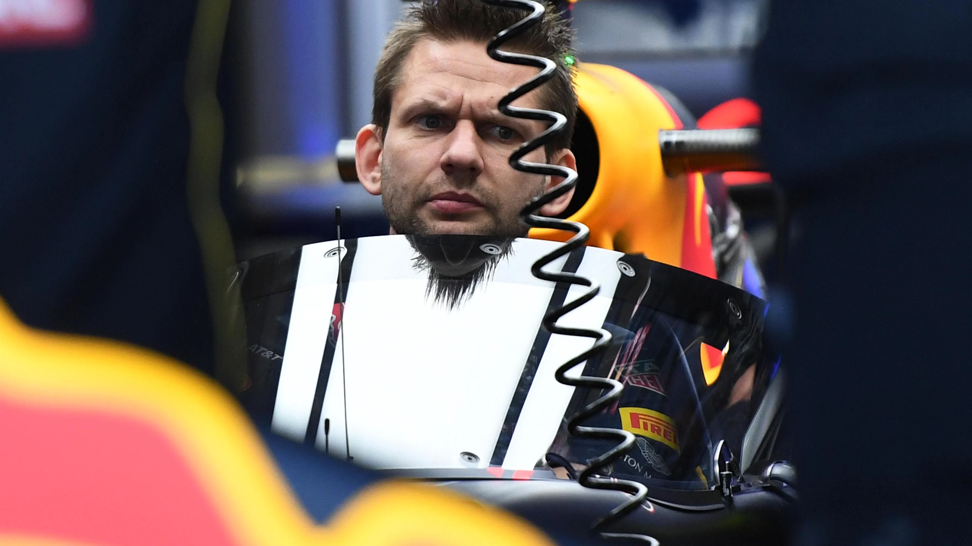 Cockpit canopy is fitted to the Red Bull Racing RB12 at Formula One World Championship, Rd4,