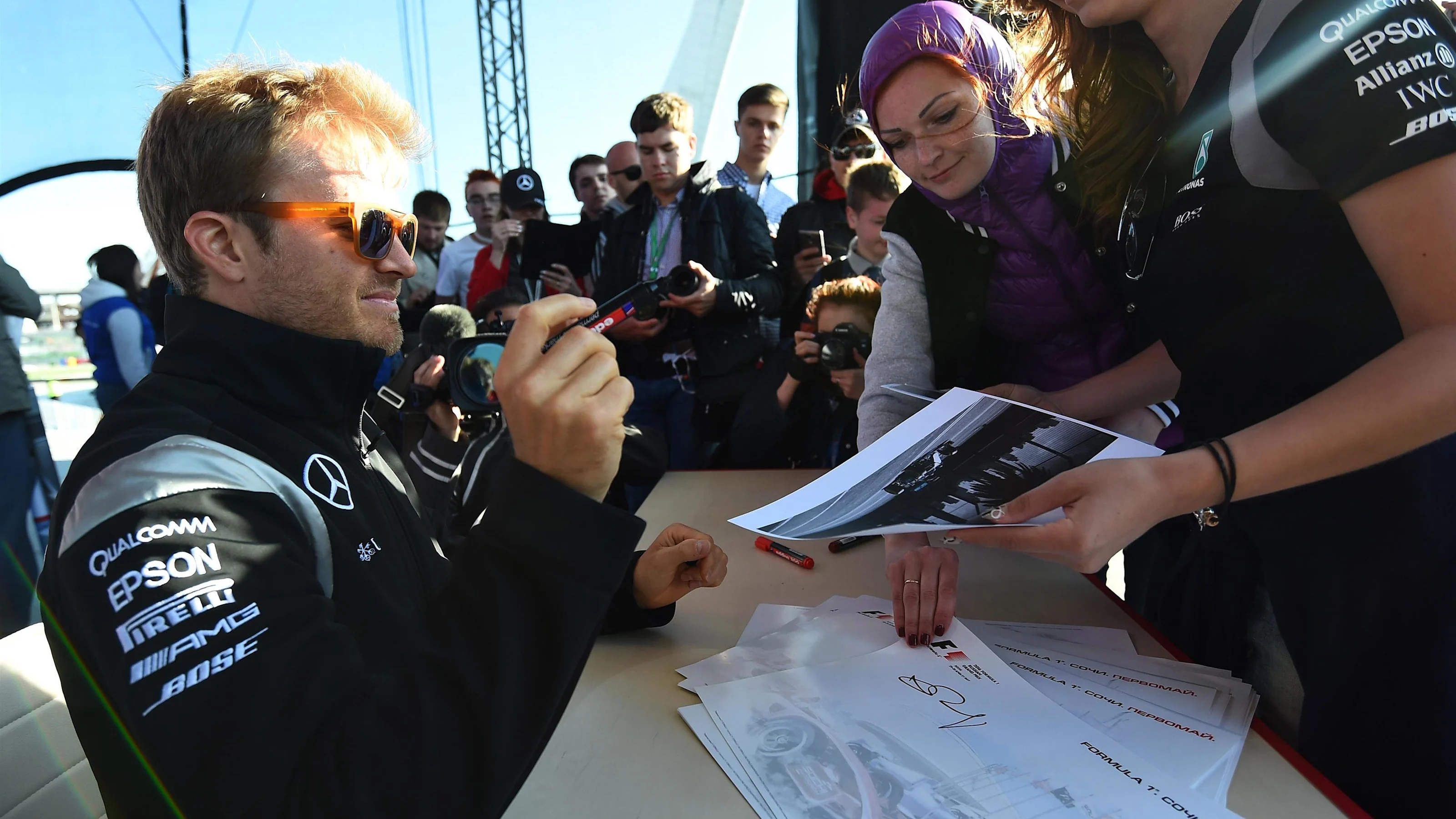 Nico Rosberg (GER) Mercedes AMG F1 signs autographs for the fans at Formula One World Championship,