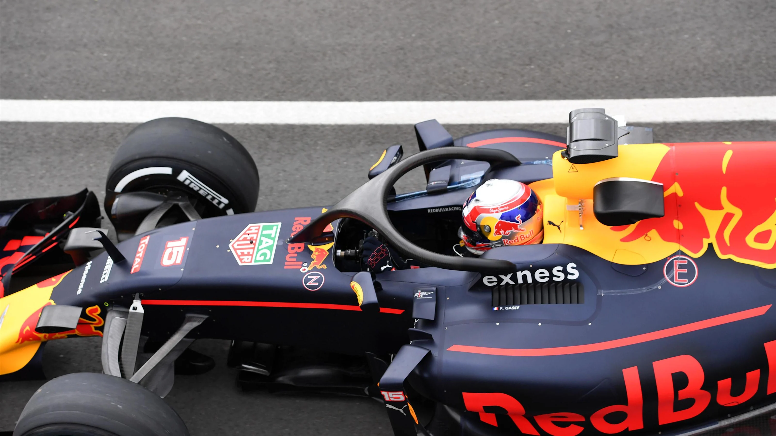 Pierre Gasly (FRA) Red Bull Racing RB12 with halo at Formula One Testing, Day One, Silverstone,