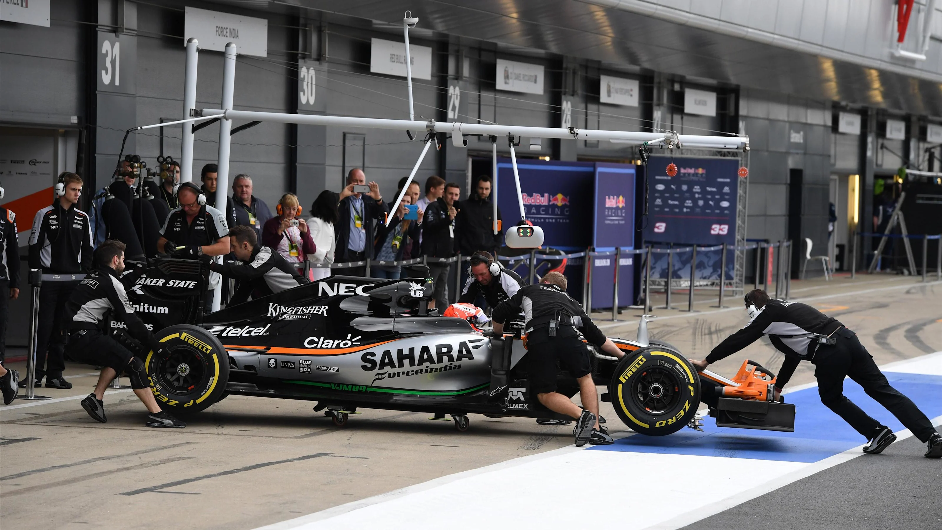 Nikita Mazepin (RUS) Force India VJM09 at Formula One Testing, Day One, Silverstone, England,