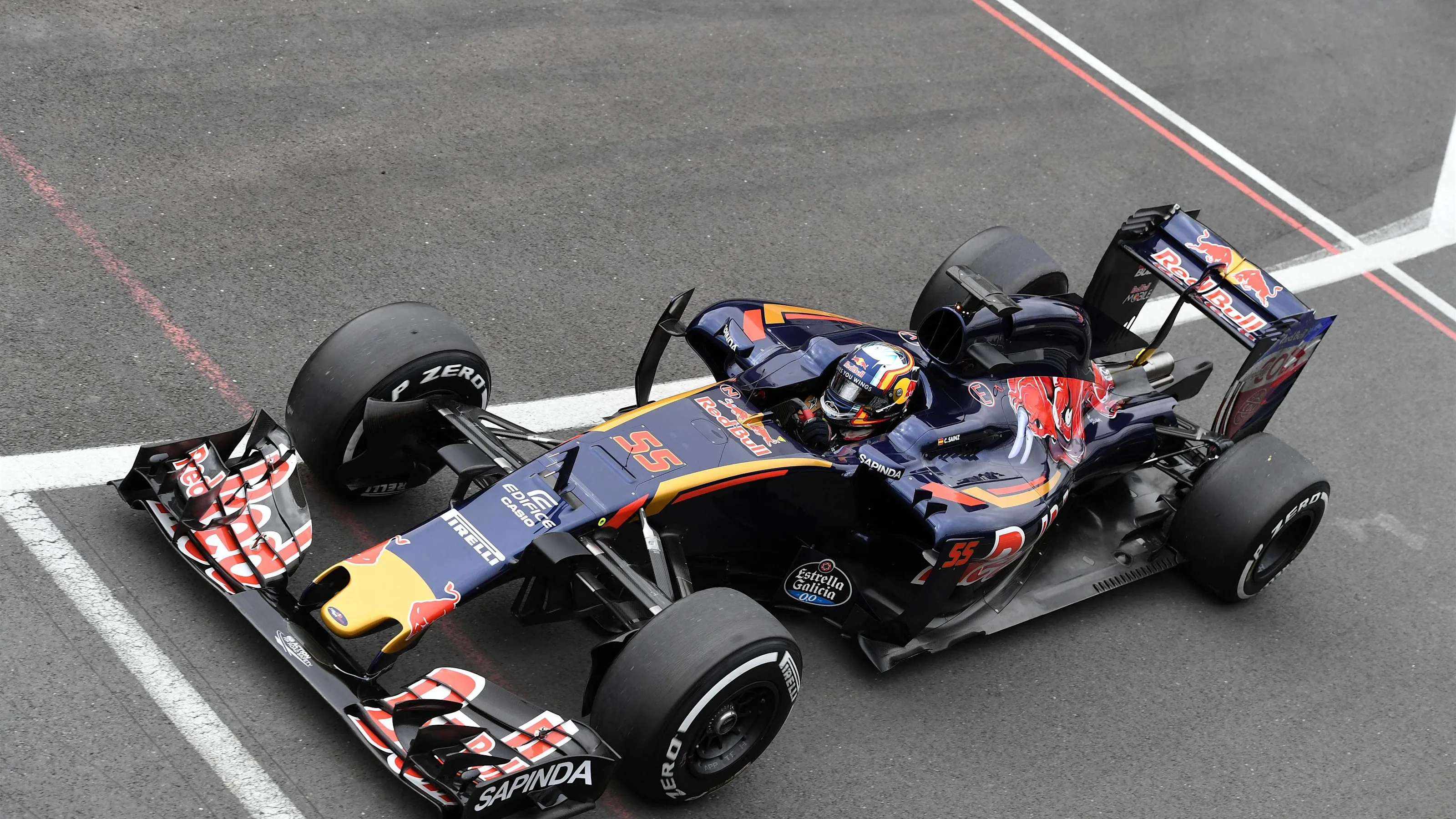 Carlos Sainz jr (ESP) Scuderia Toro Rosso STR11 at Formula One Testing, Day One, Silverstone,