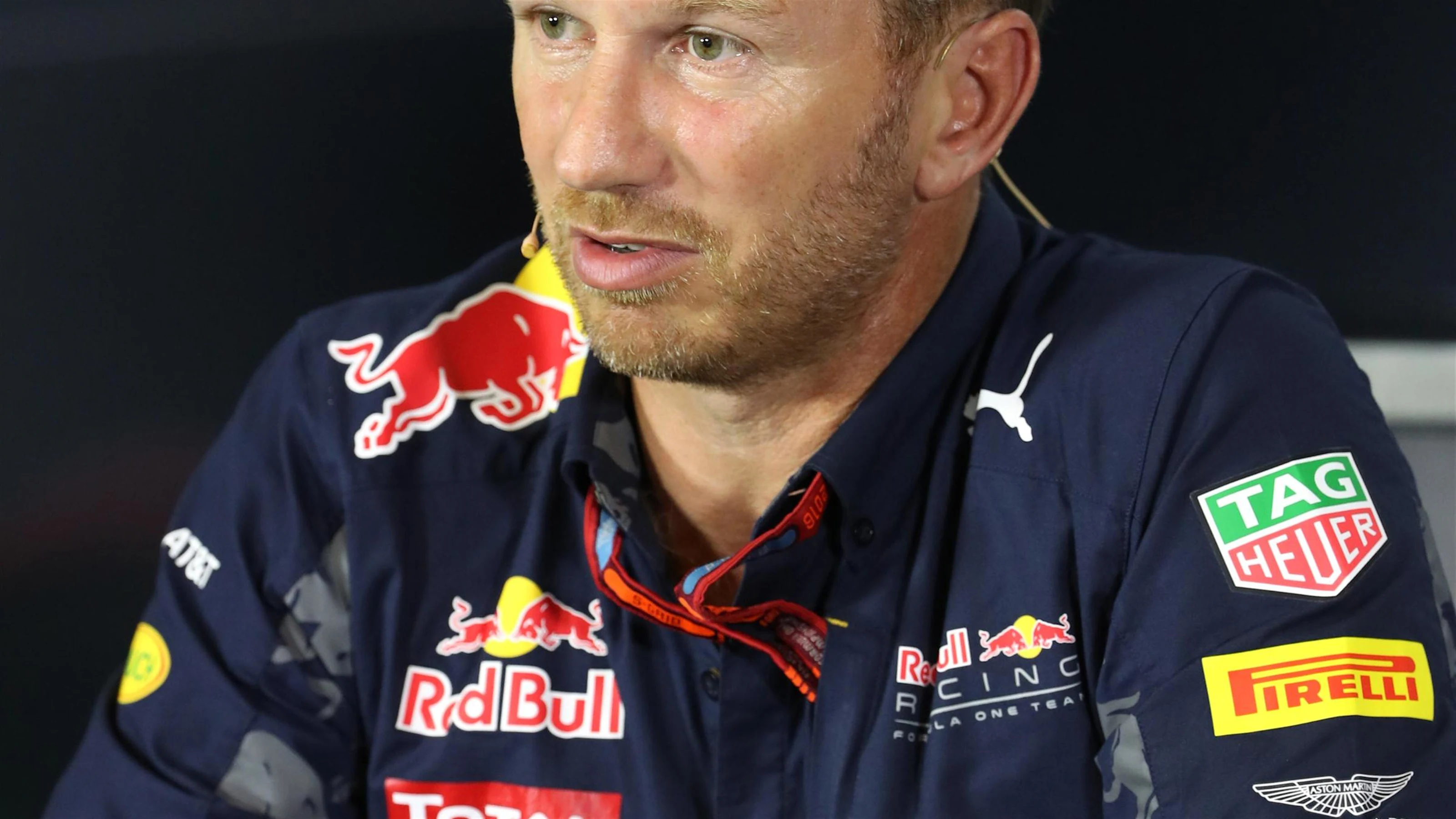 Christian Horner (GBR) Red Bull Racing Team Principal in the Press Conference at Formula One World