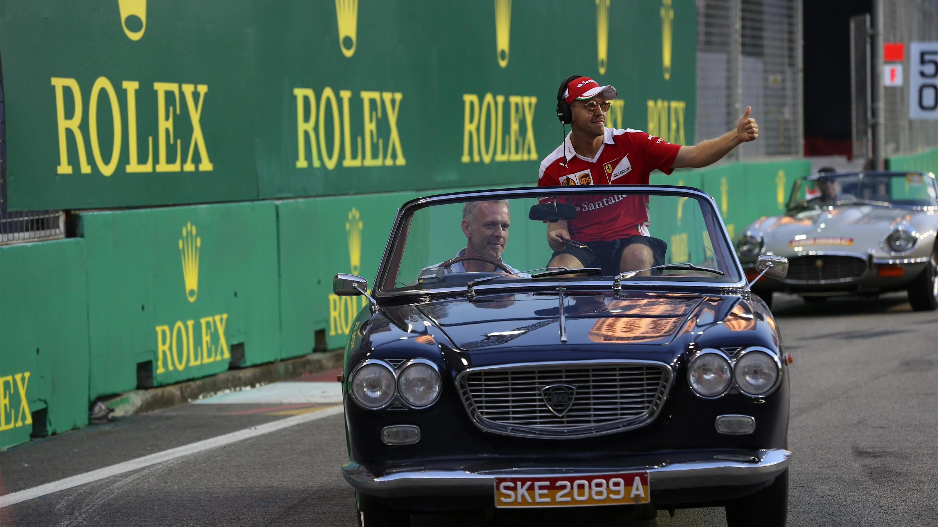 Sebastian Vettel (GER) Ferrari on the drivers parade at Formula One World Championship, Rd15,