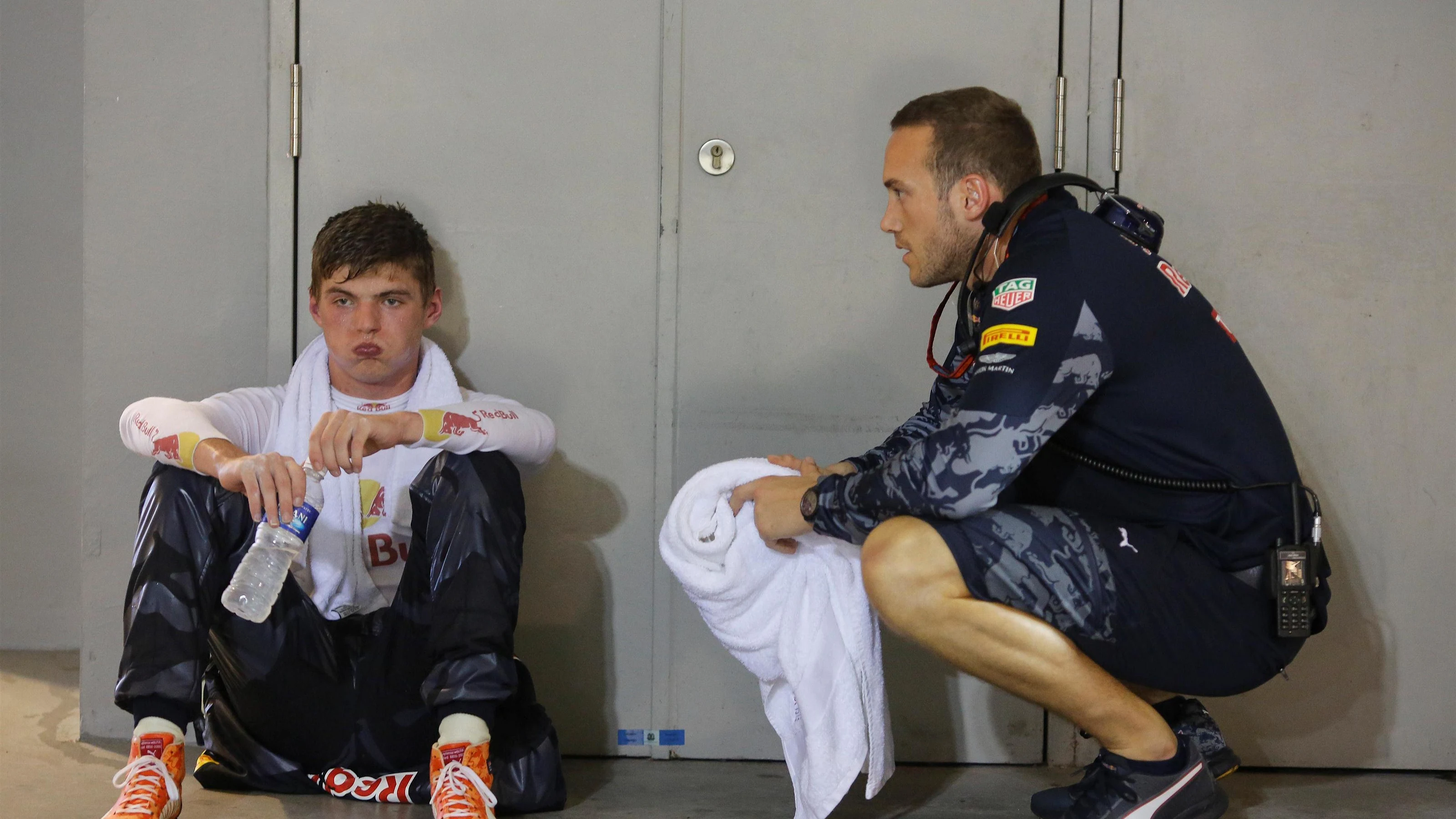 Max Verstappen (NED) Red Bull Racing and engineer at Formula One World Championship, Rd15,