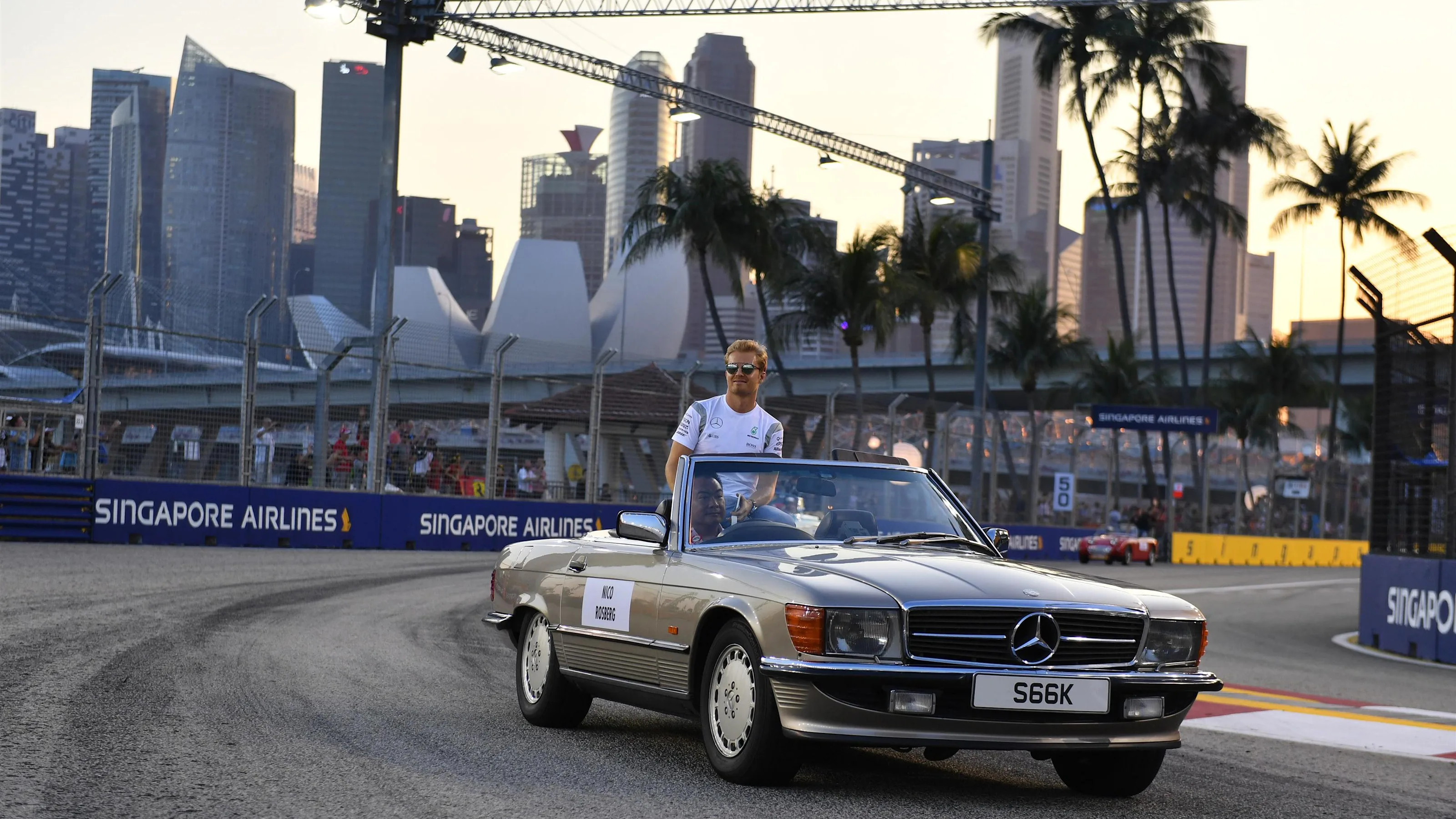 Nico Rosberg (GER) Mercedes AMG F1 on the drivers parade at Formula One World Championship, Rd15,