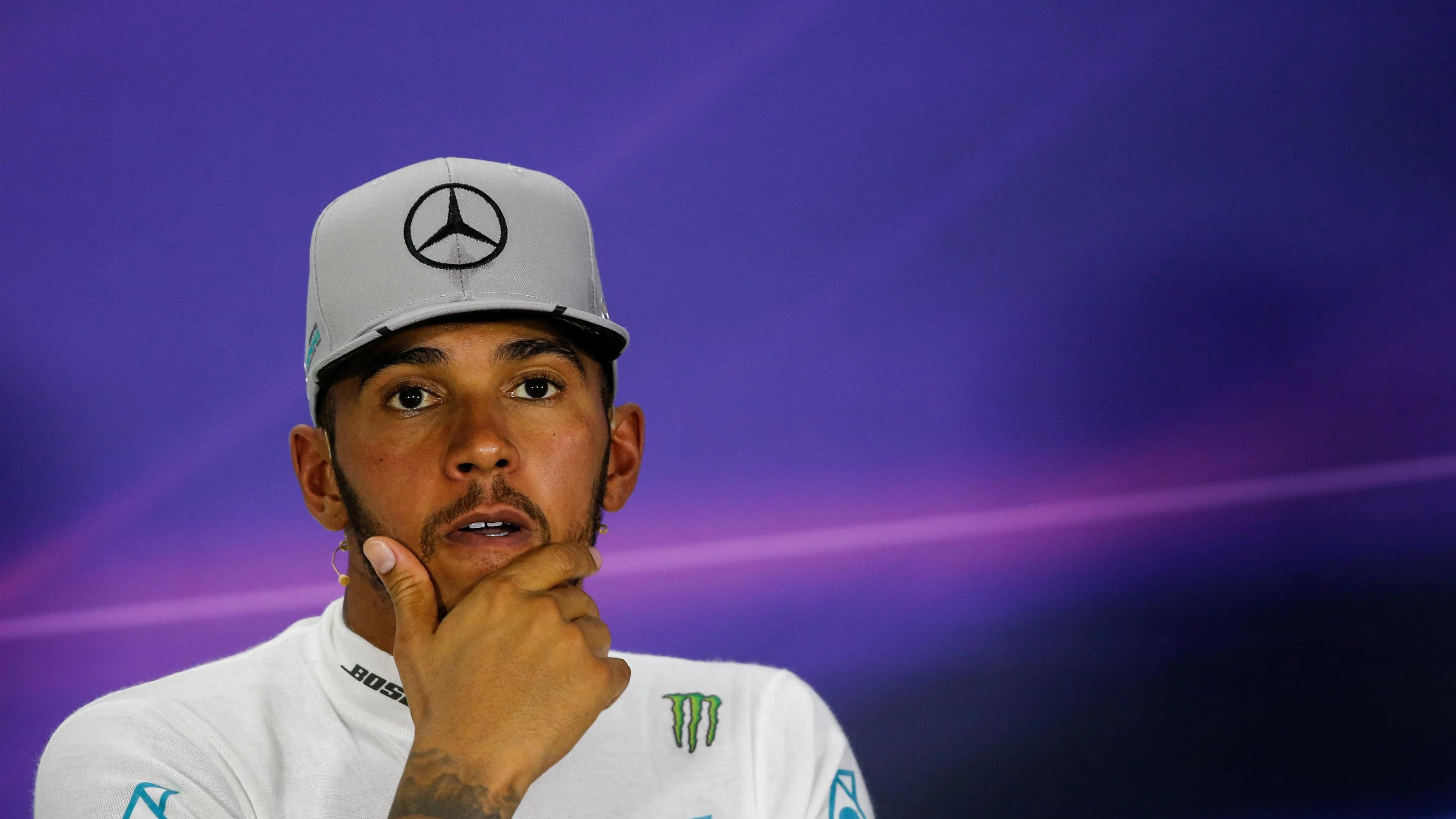 Lewis Hamilton (GBR) Mercedes AMG F1 in the Press Conference at Formula One World Championship,