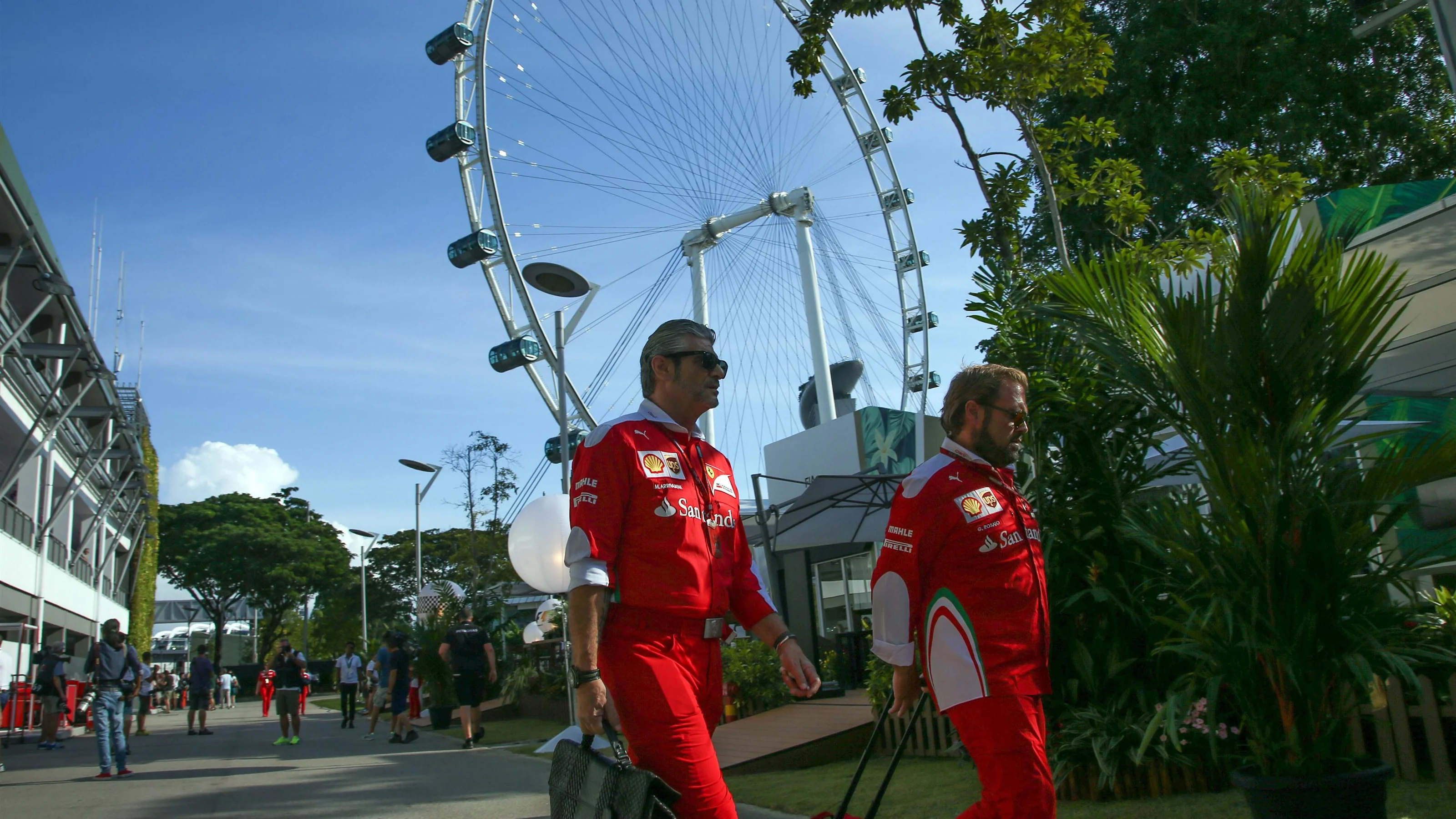 Maurizio Arrivabene (ITA) Ferrari Team Principal and Gino Rosato (CDN) Ferrari at Formula One World
