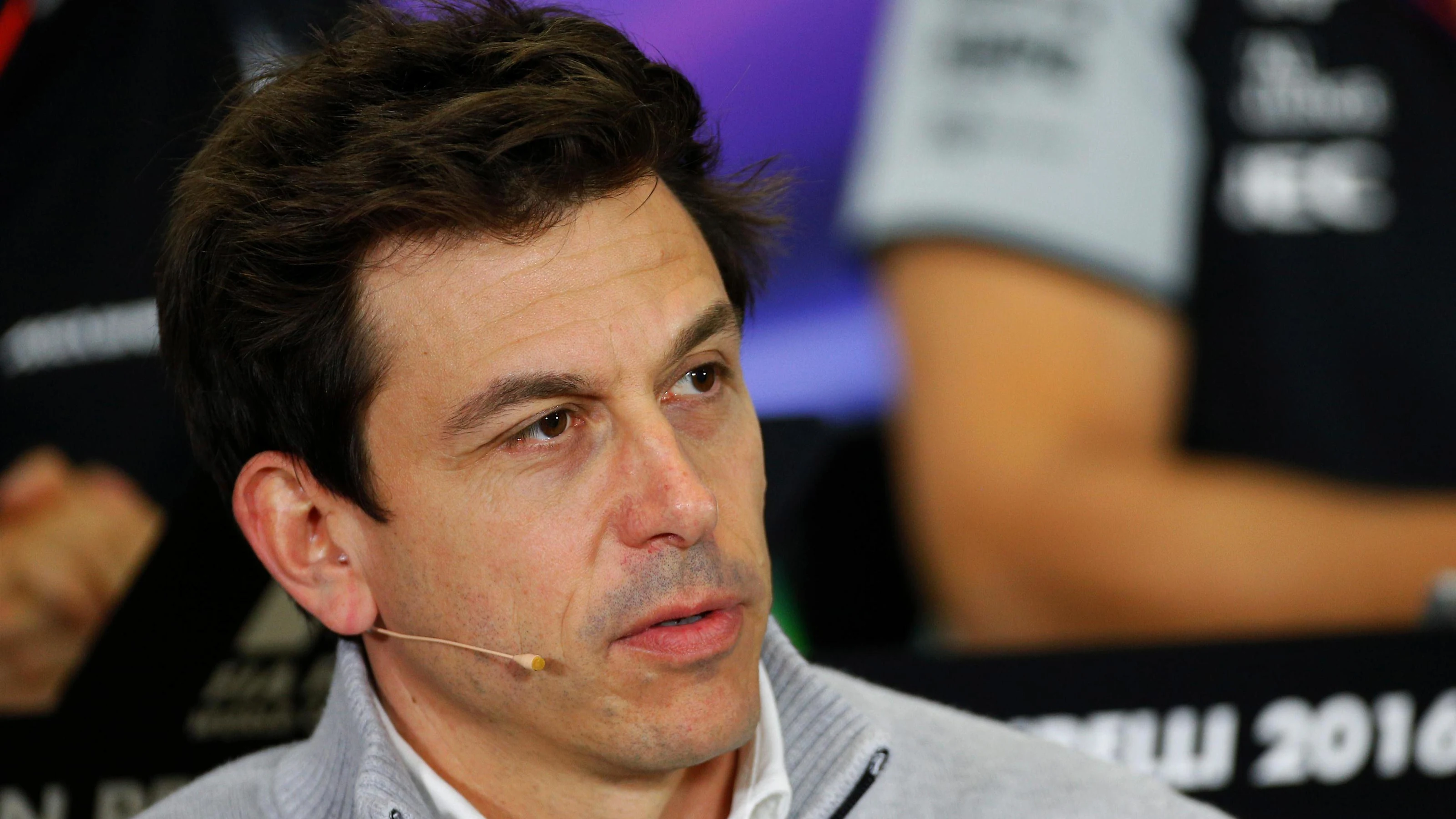 Toto Wolff (AUT) Mercedes AMG F1 Director of Motorsport in the Press Conference at Formula One