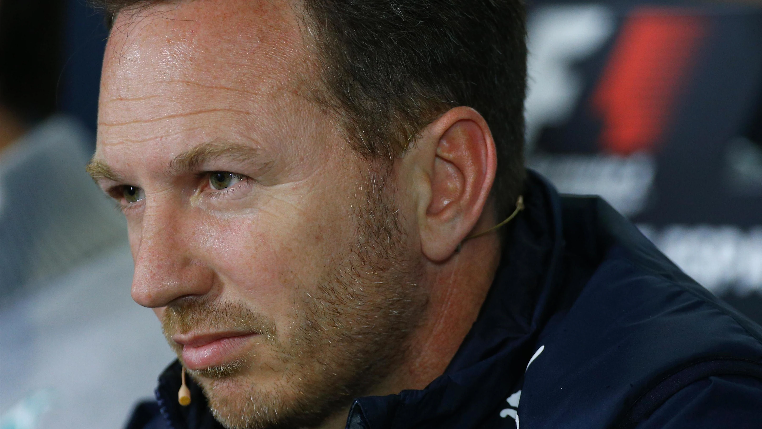 Christian Horner (GBR) Red Bull Racing Team Principal in the Press Conference at Formula One World