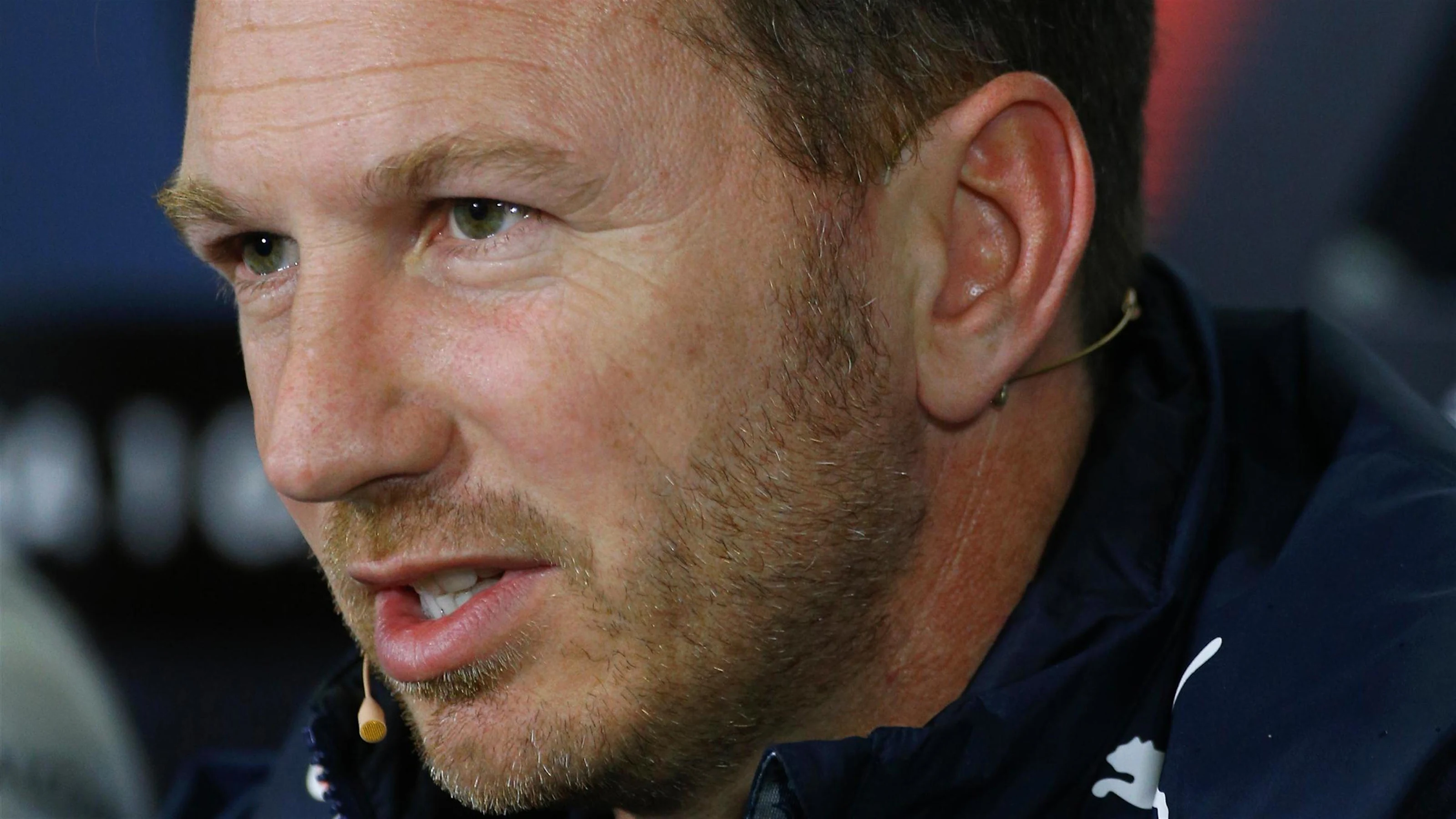 Christian Horner (GBR) Red Bull Racing Team Principal in the Press Conference at Formula One World
