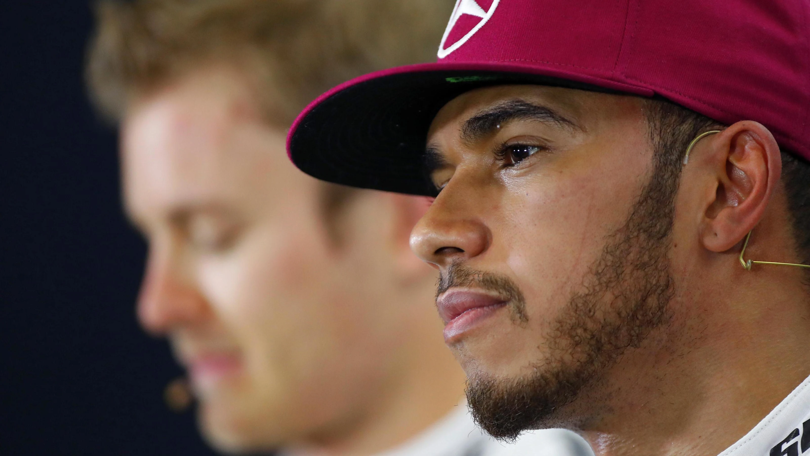 Pole sitter Lewis Hamilton (GBR) Mercedes AMG F1 in the Press Conference at Formula One World