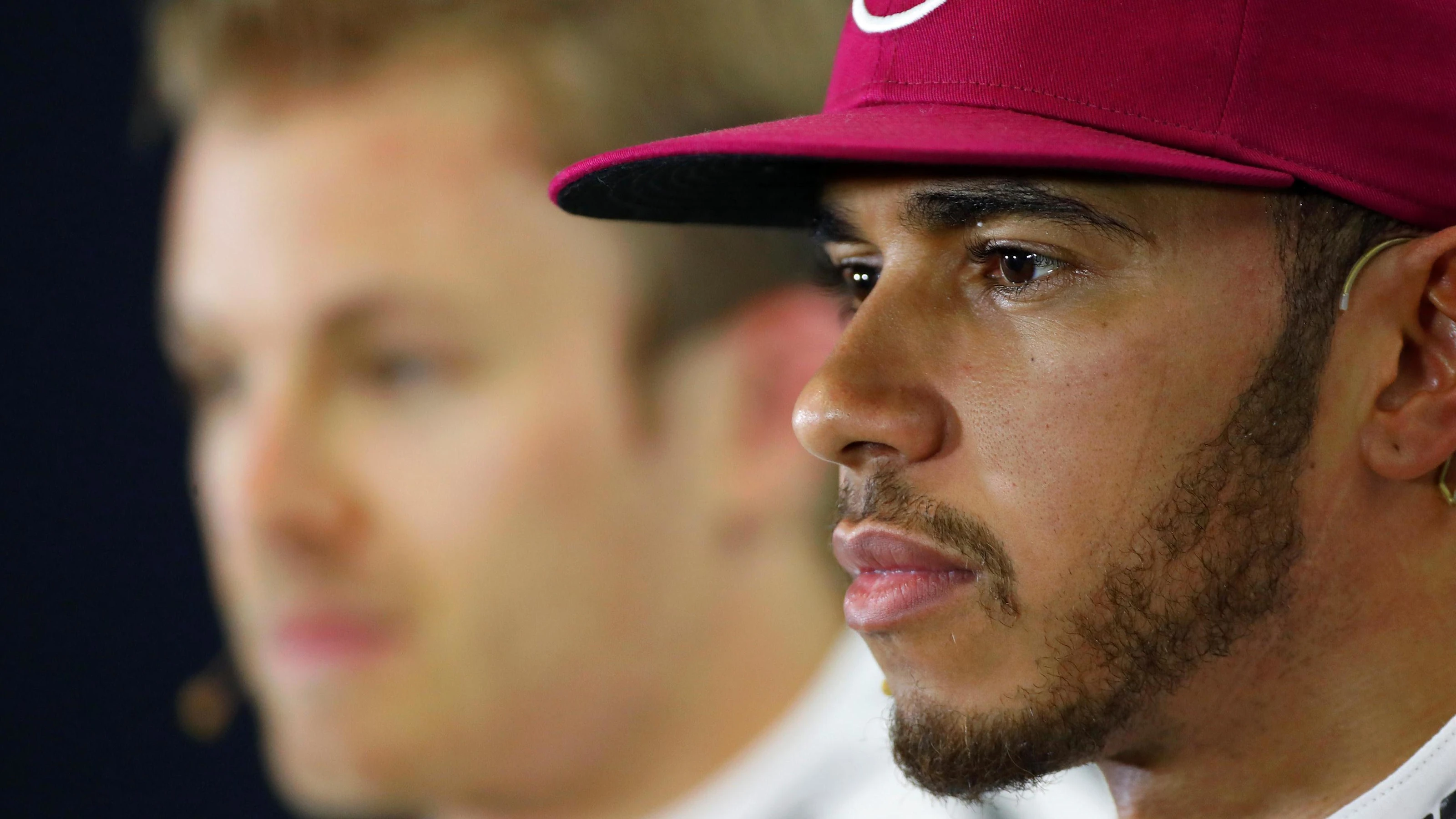 Pole sitter Lewis Hamilton (GBR) Mercedes AMG F1 in the Press Conference at Formula One World