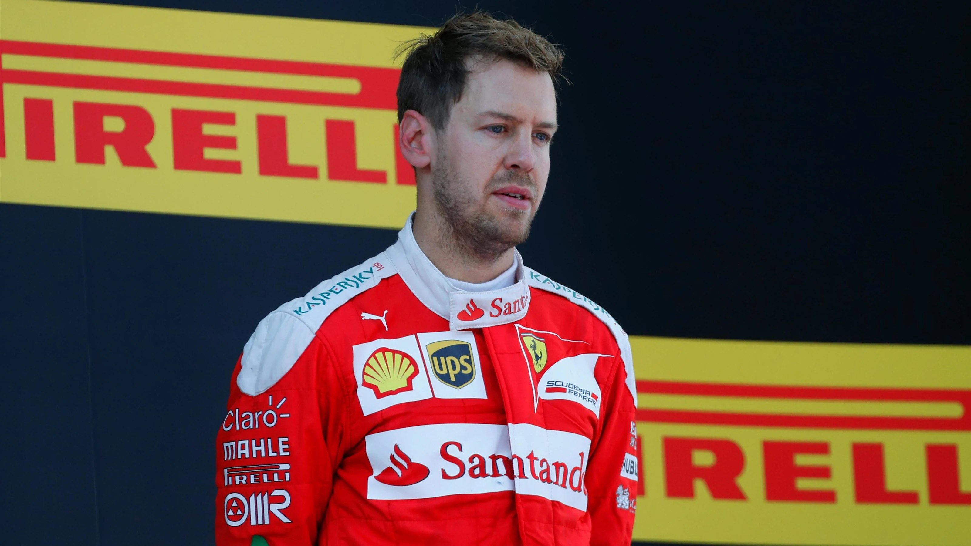 Sebastian Vettel (GER) Ferrari celebrates on the podium at Formula One World Championship, Rd5,