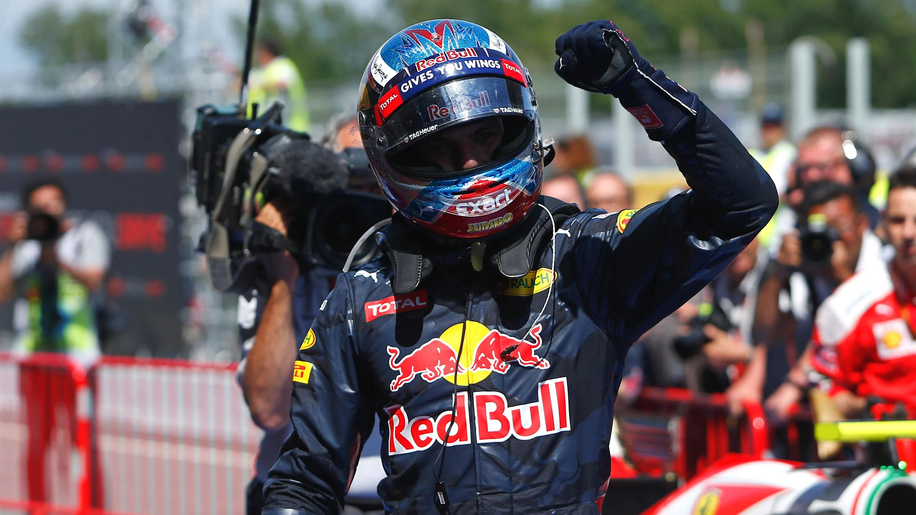 Race winner Max Verstappen (NED) Red Bull Racing celebrates in parc ferme at Formula One World