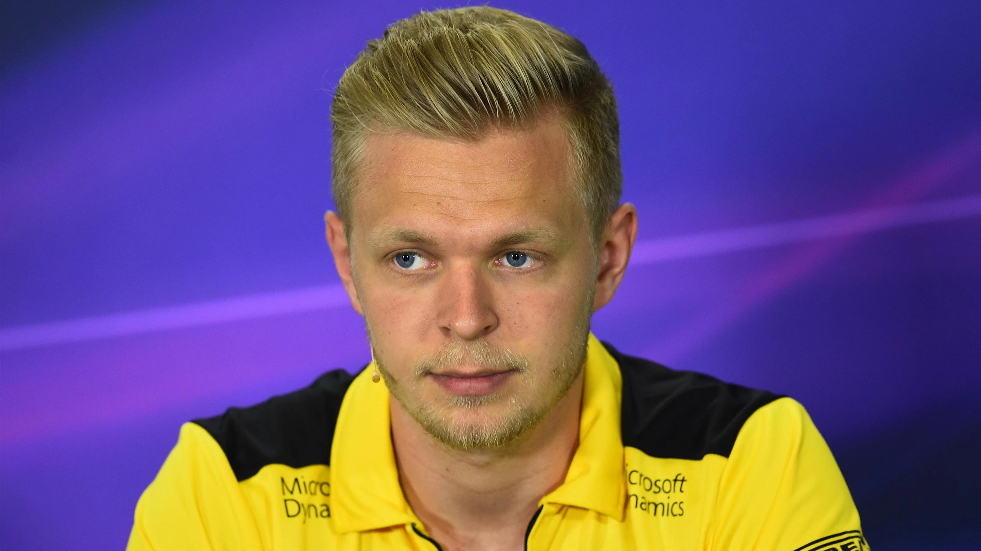 Kevin Magnussen (DEN) Renault Sport F1 Team in the Press Conference at Formula One World