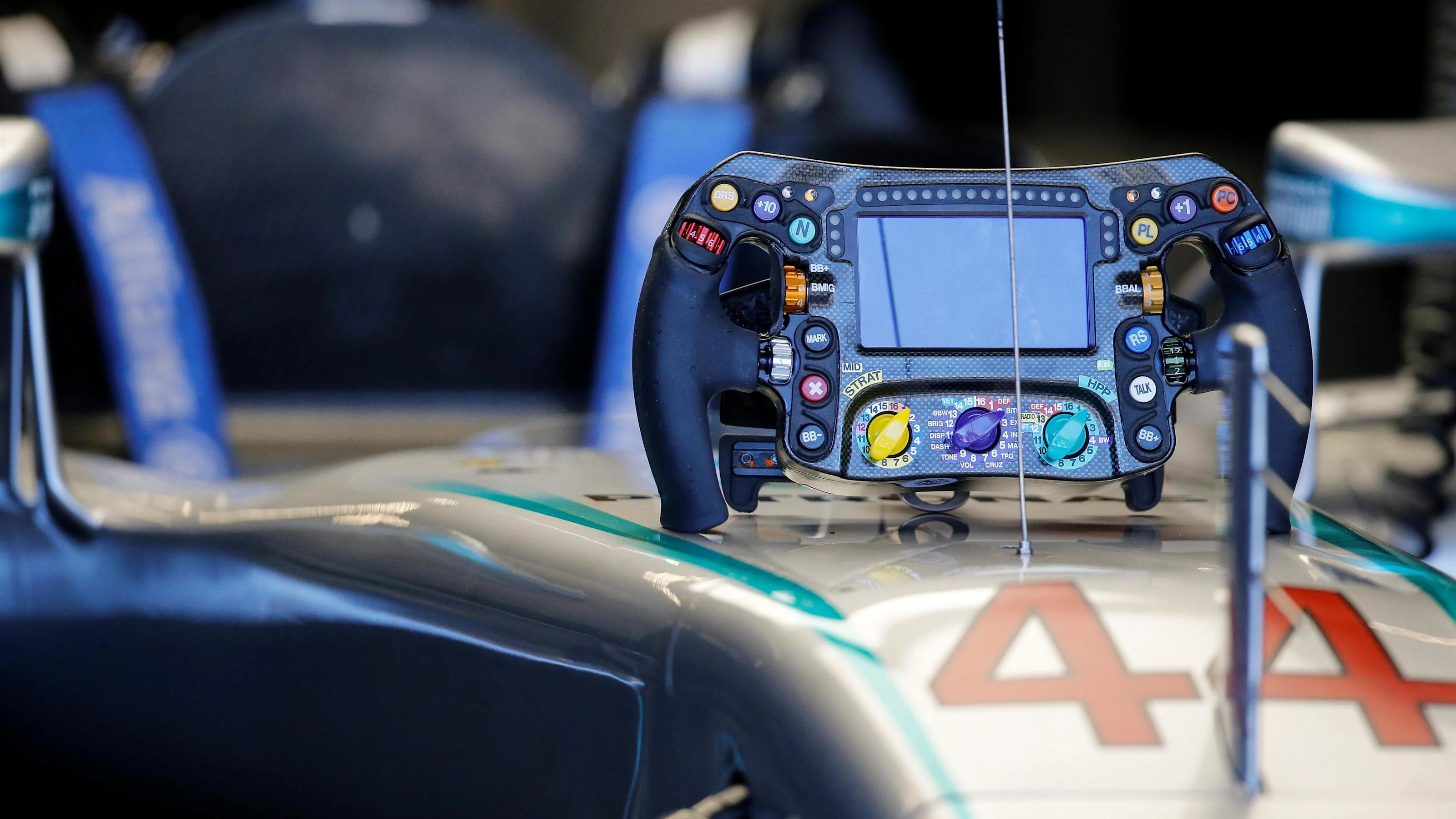 Mercedes-Benz F1 W07 Hybrid Steering wheel at Formula One World Championship, Rd18, United States