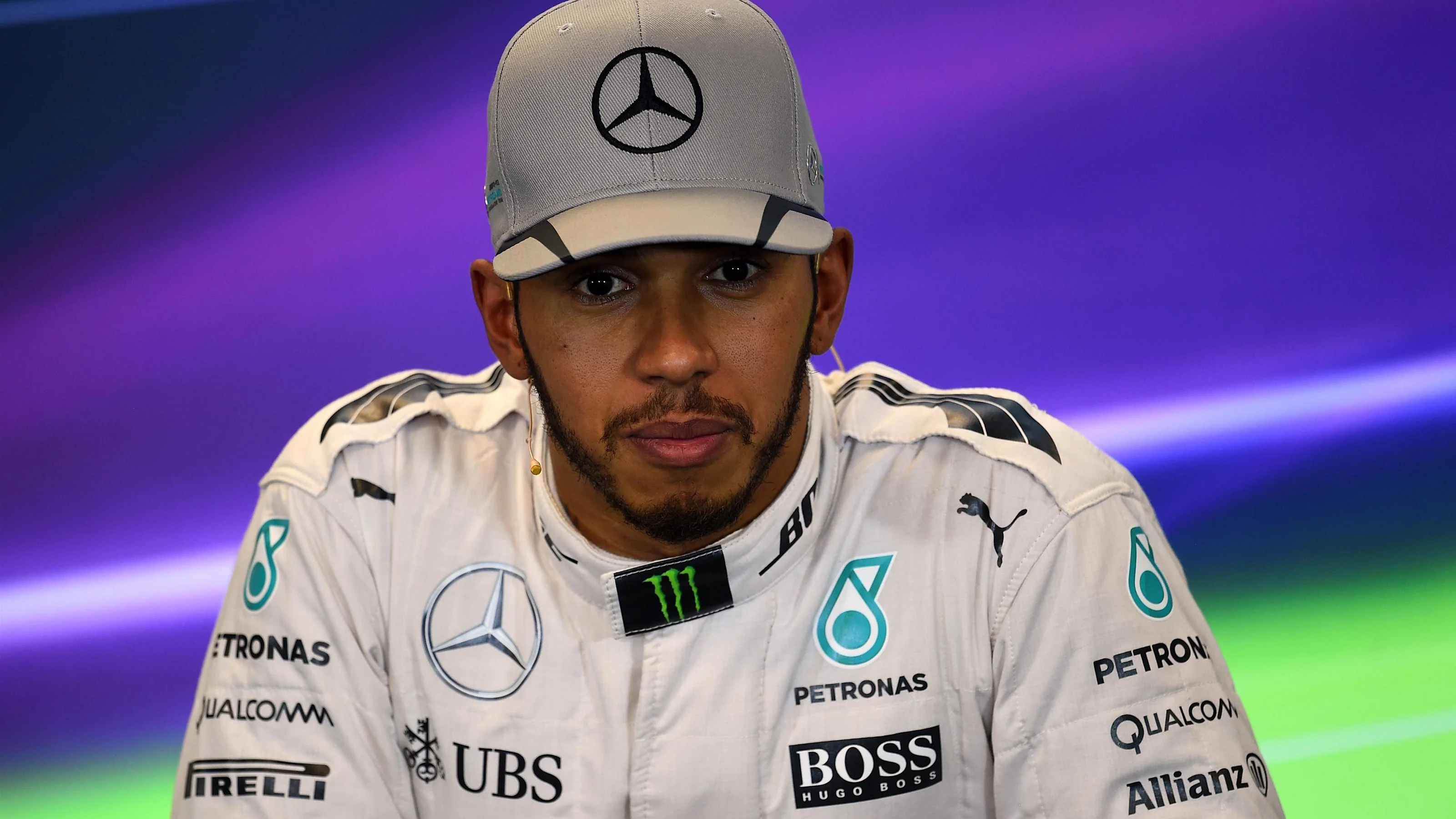 Lewis Hamilton (GBR) Mercedes AMG F1 in the Press Conference at Formula One World Championship,