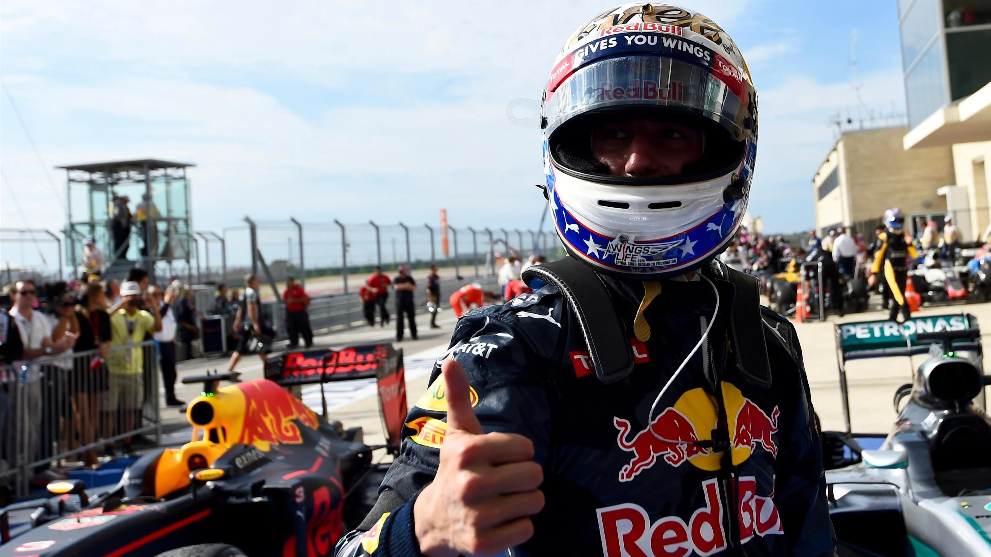 Daniel Ricciardo (AUS) Red Bull Racing celebrates in parc ferme at Formula One World Championship,