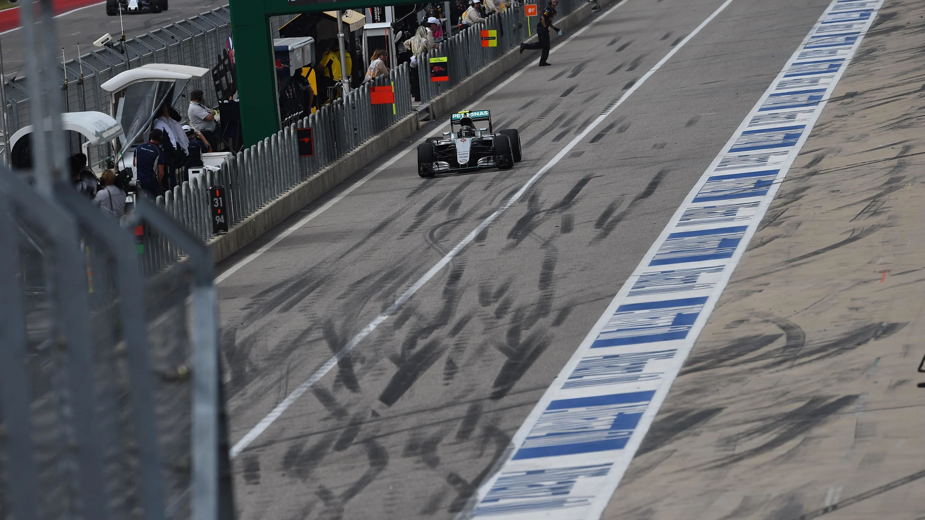 Nico Rosberg (GER) Mercedes-Benz F1 W07 Hybrid in pit lane at Formula One World Championship, Rd18,